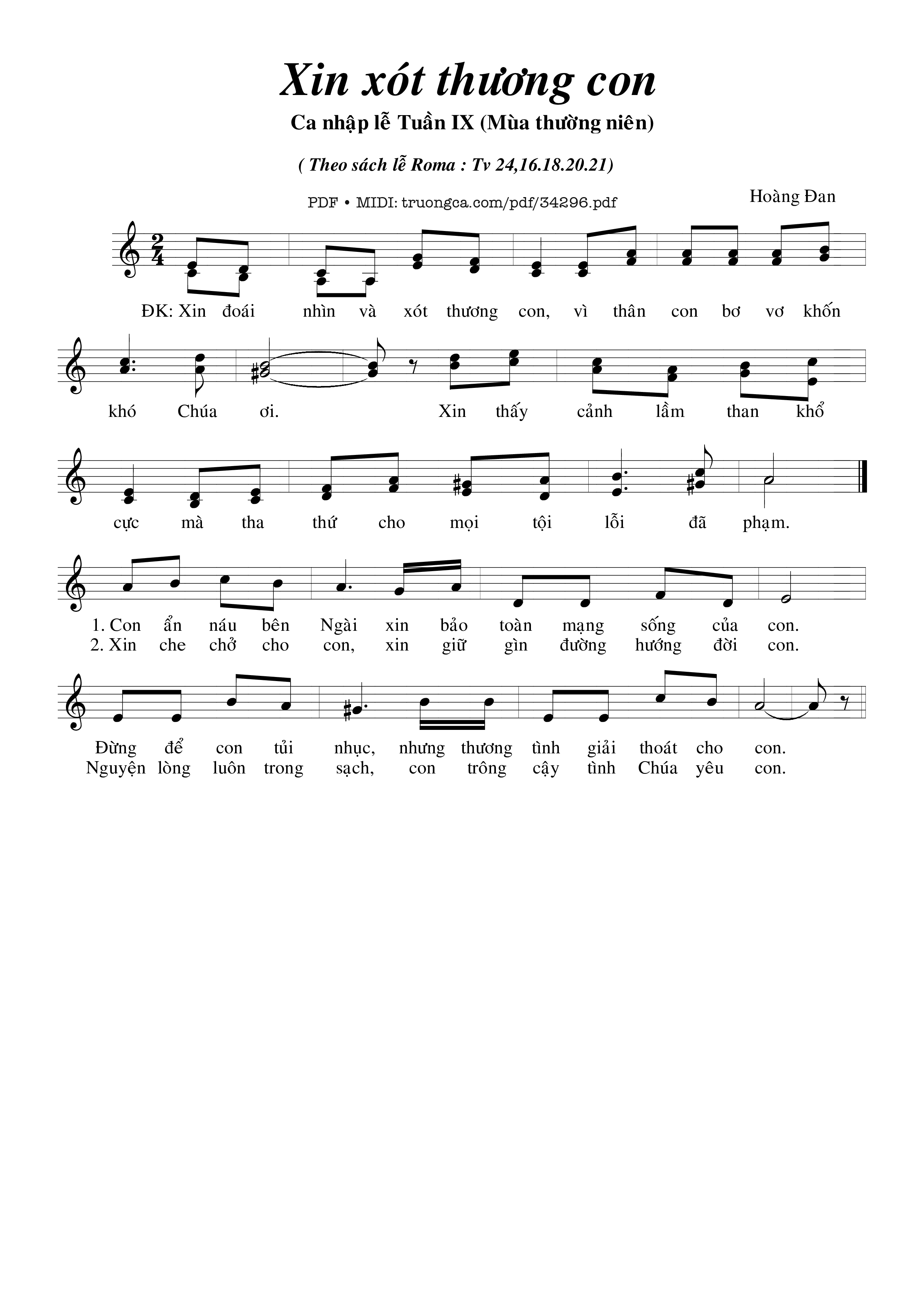 Sheet nhạc PDF bài Xin Xót Thương Con