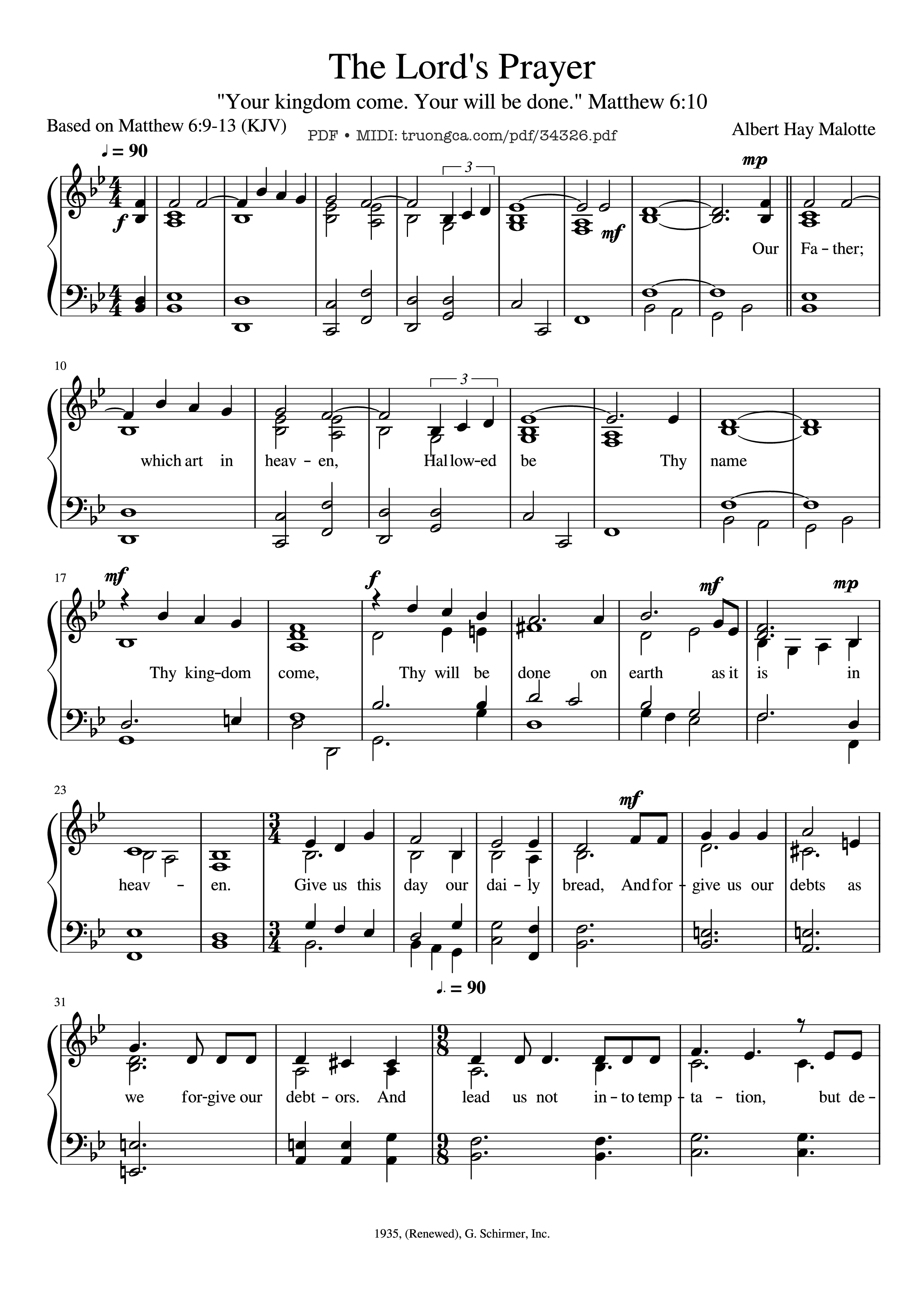 Sheet nhạc PDF bài The Lord's Prayer Piano
