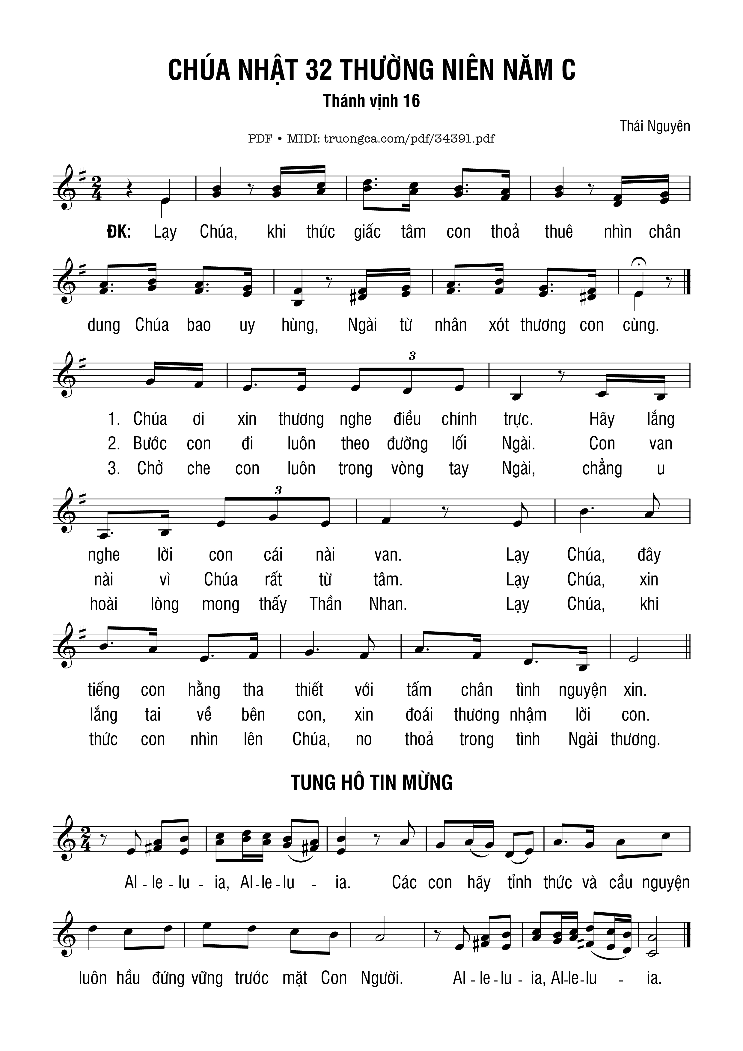 Trang 1 của Sheet nhạc PDF bài hát Thánh Vịnh 16, Chúa Nhật 32C Thường Niên - Thái Nguyên