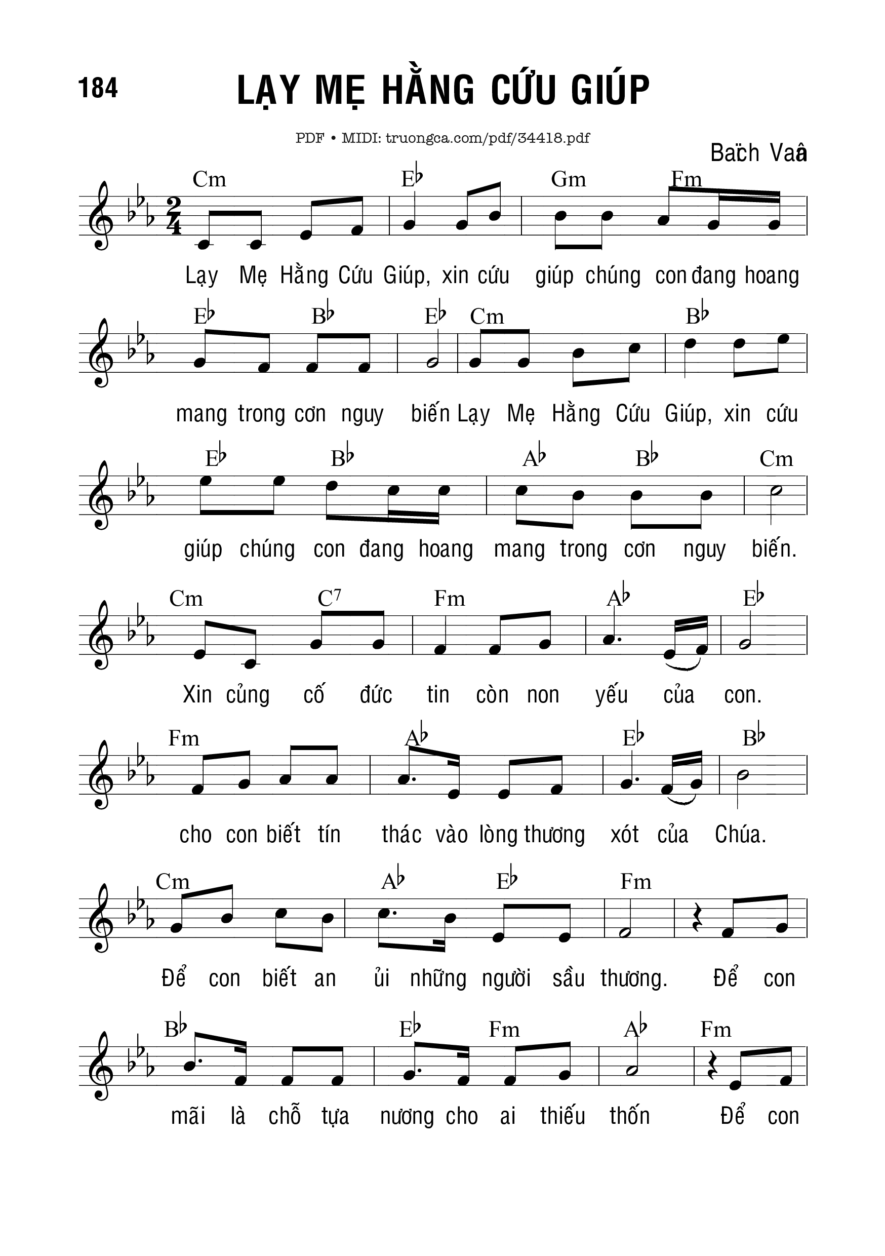 Sheet nhạc PDF bài Lạy Mẹ Hằng Cứu Giúp