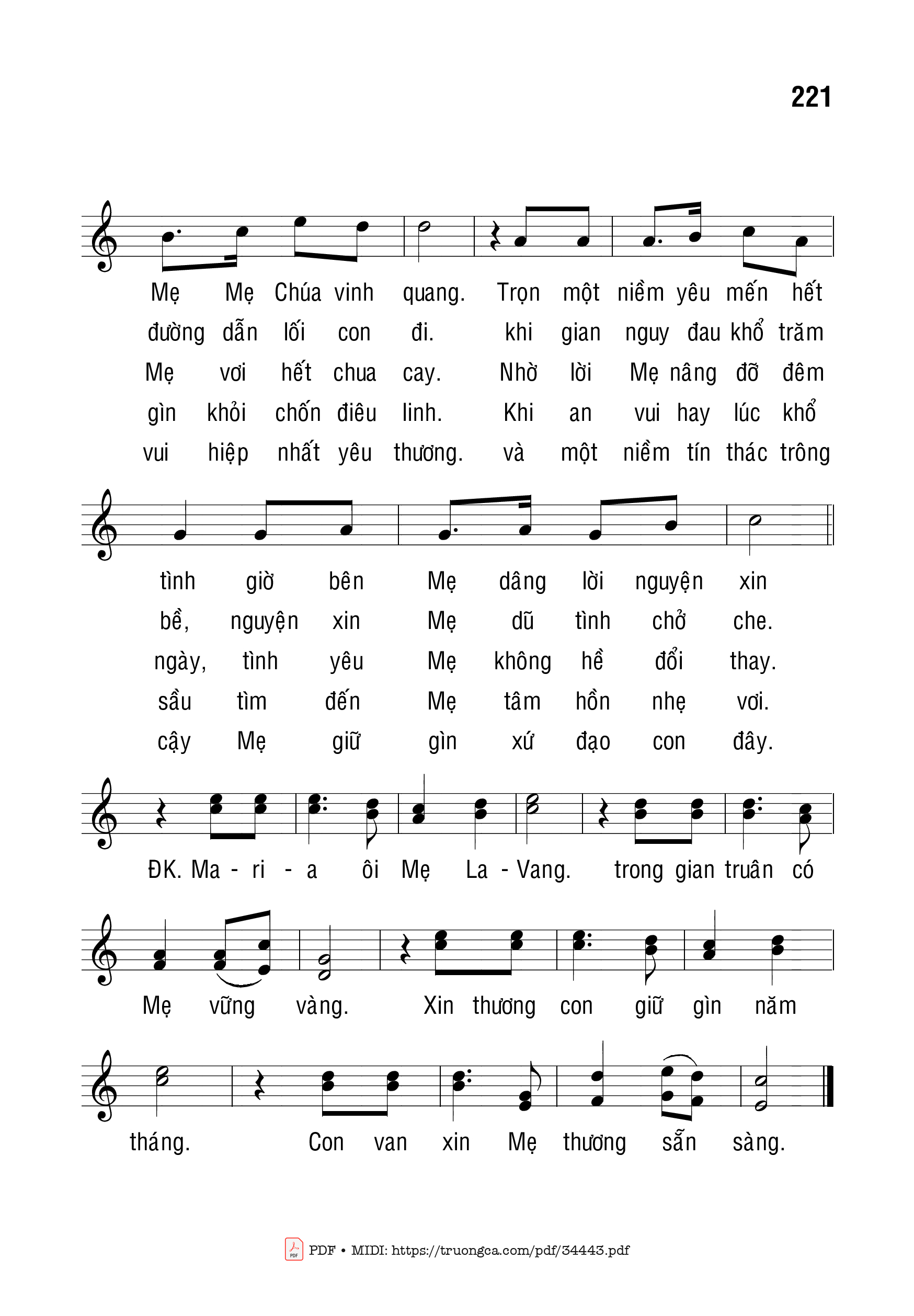 Trang 2 của Sheet nhạc PDF bài hát Về Bên Mẹ La Vang - Bạch Vân