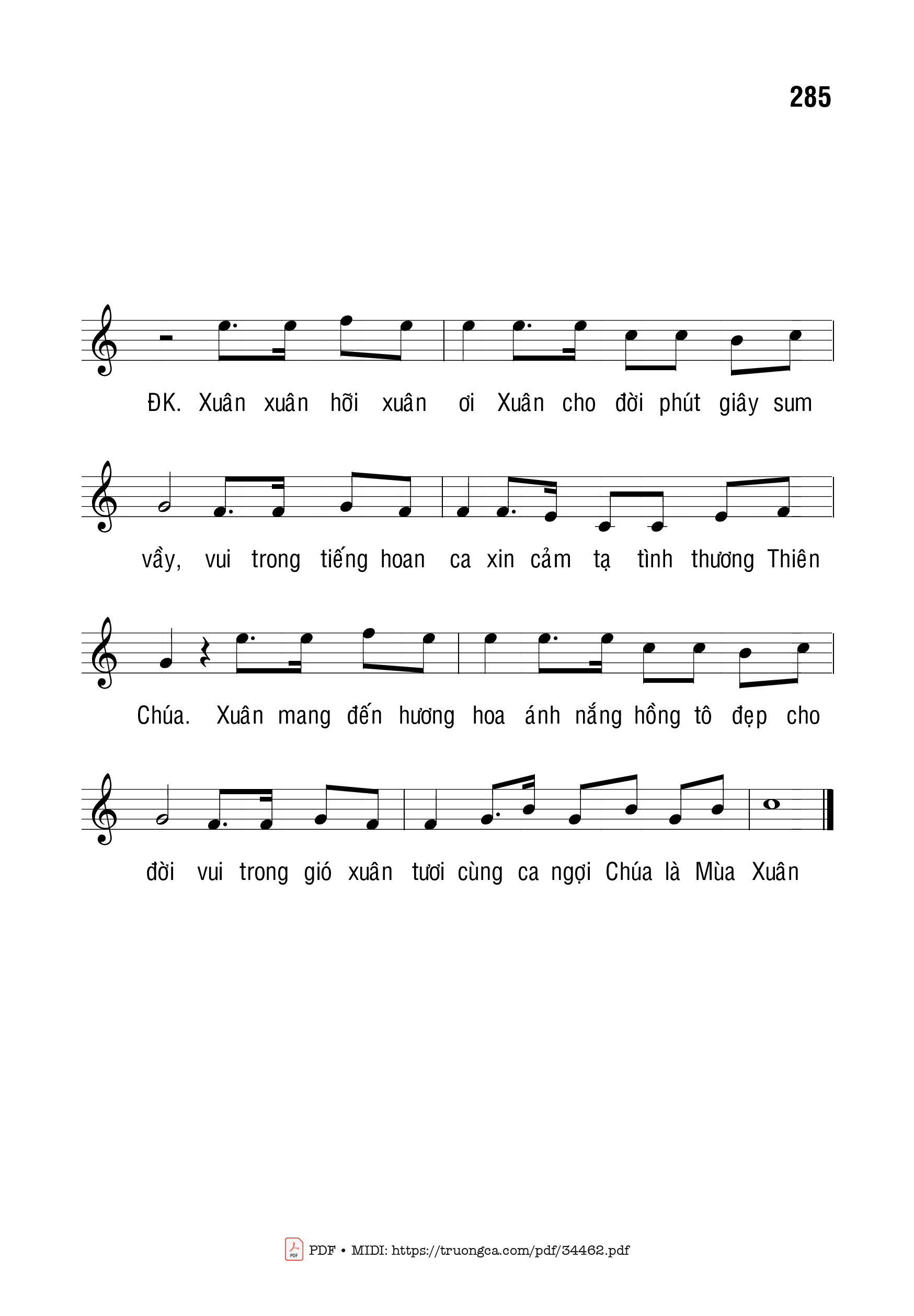 Xuân đã về đây mùa Xuân đã về khắp đất trời nắng vàng chiếu rạng ngời chim bay lượn muôn nơi đón Xuân, Trang 2