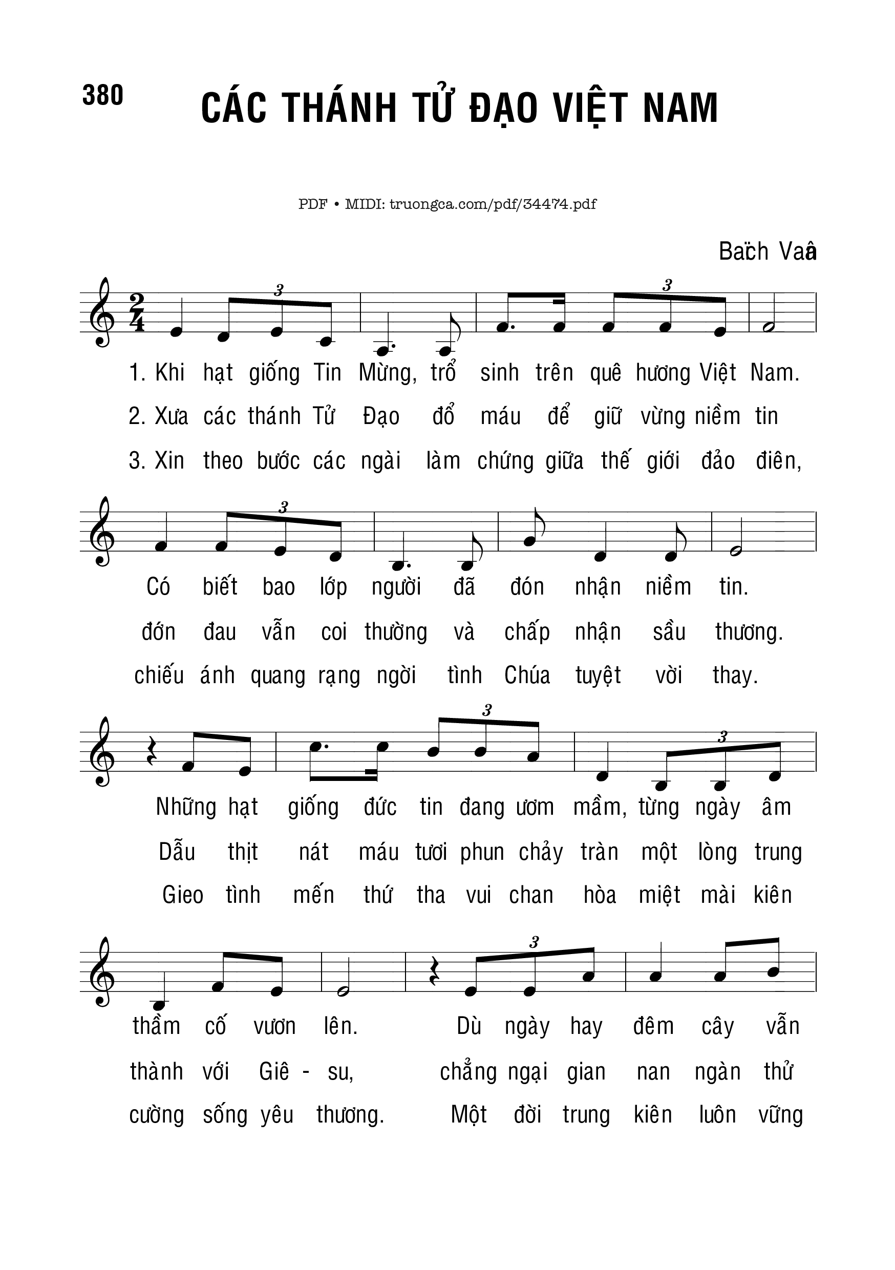 Sheet nhạc PDF bài Các Thánh Tử Đạo Việt Nam