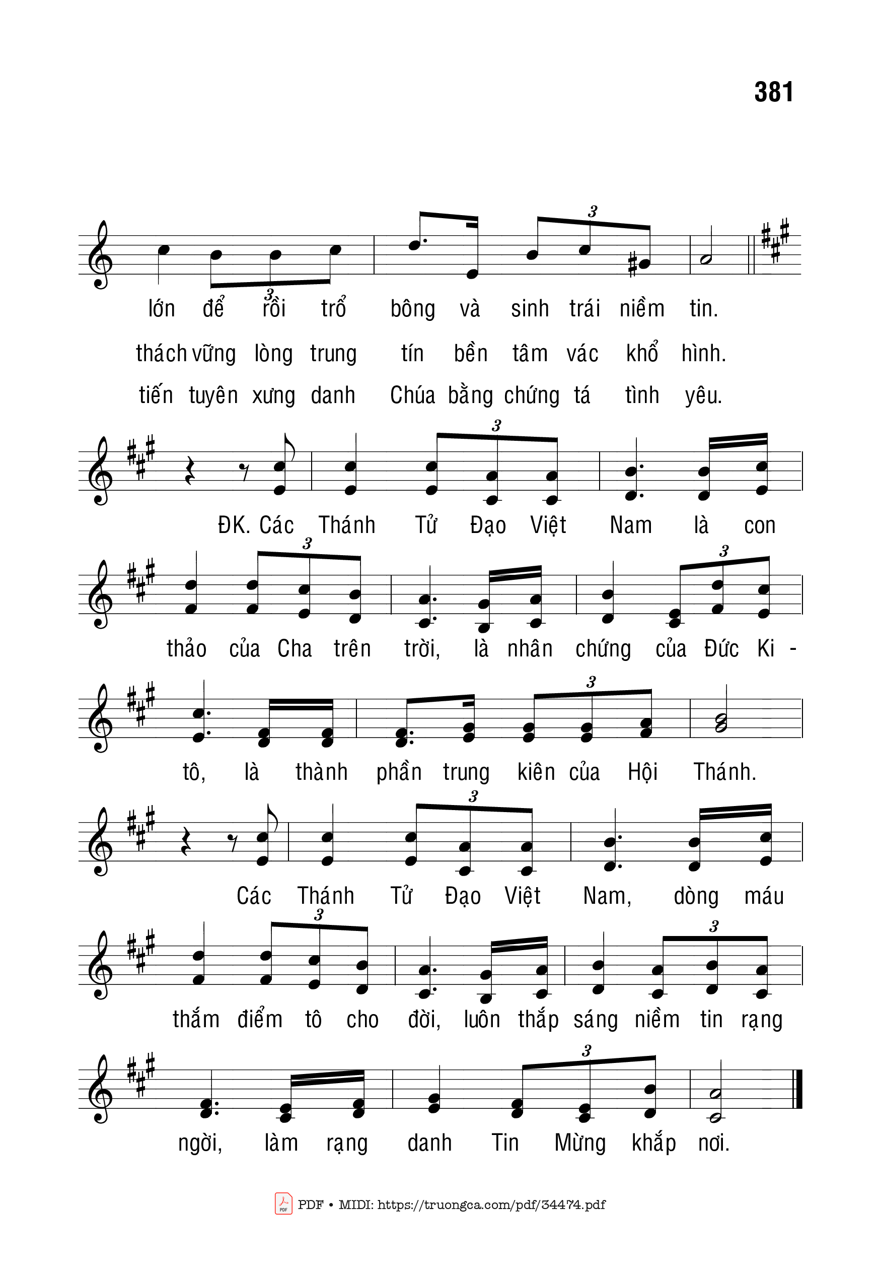 Trang 2 của Sheet nhạc PDF bài hát Các Thánh Tử Đạo Việt Nam - Bạch Vân