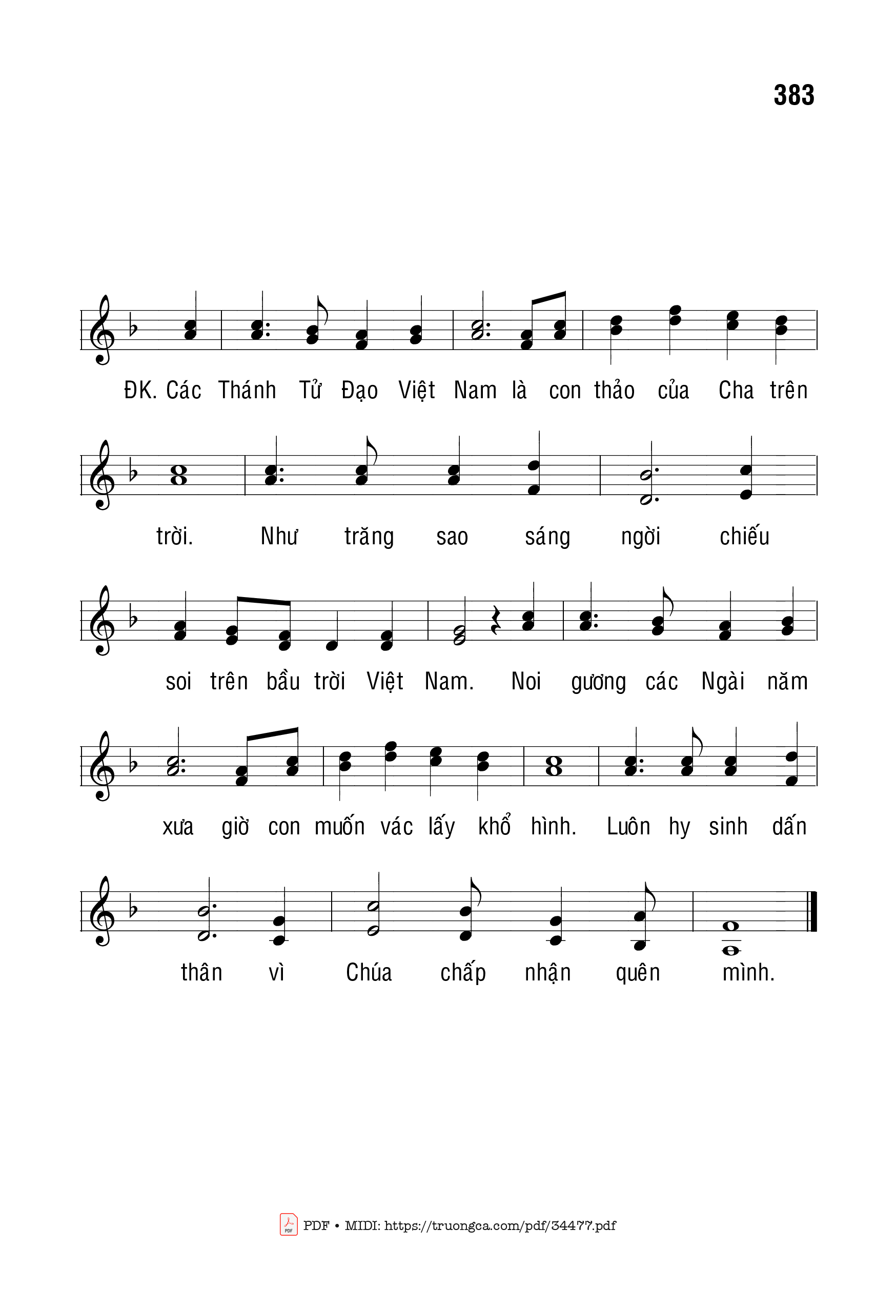 Trang 2 của Sheet nhạc PDF bài hát Gương Các Thánh Tử Đạo Việt Nam - Bạch Vân