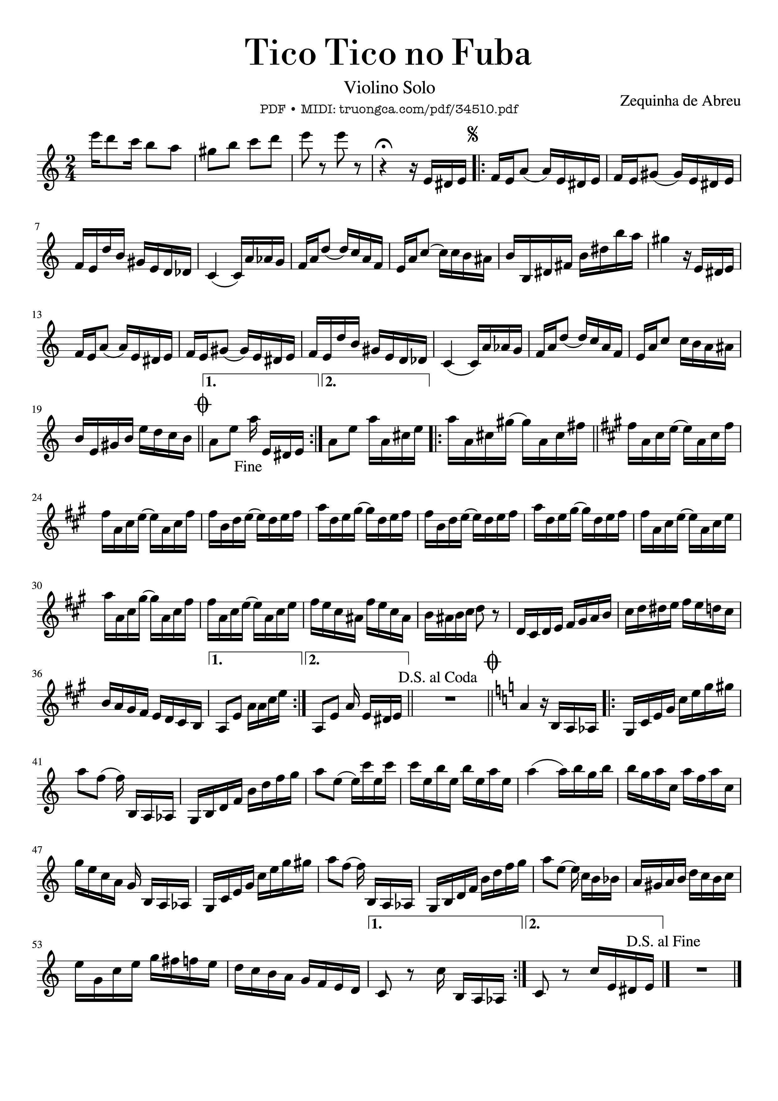 Sheet nhạc PDF bài Tico Tico no Fuba Violin