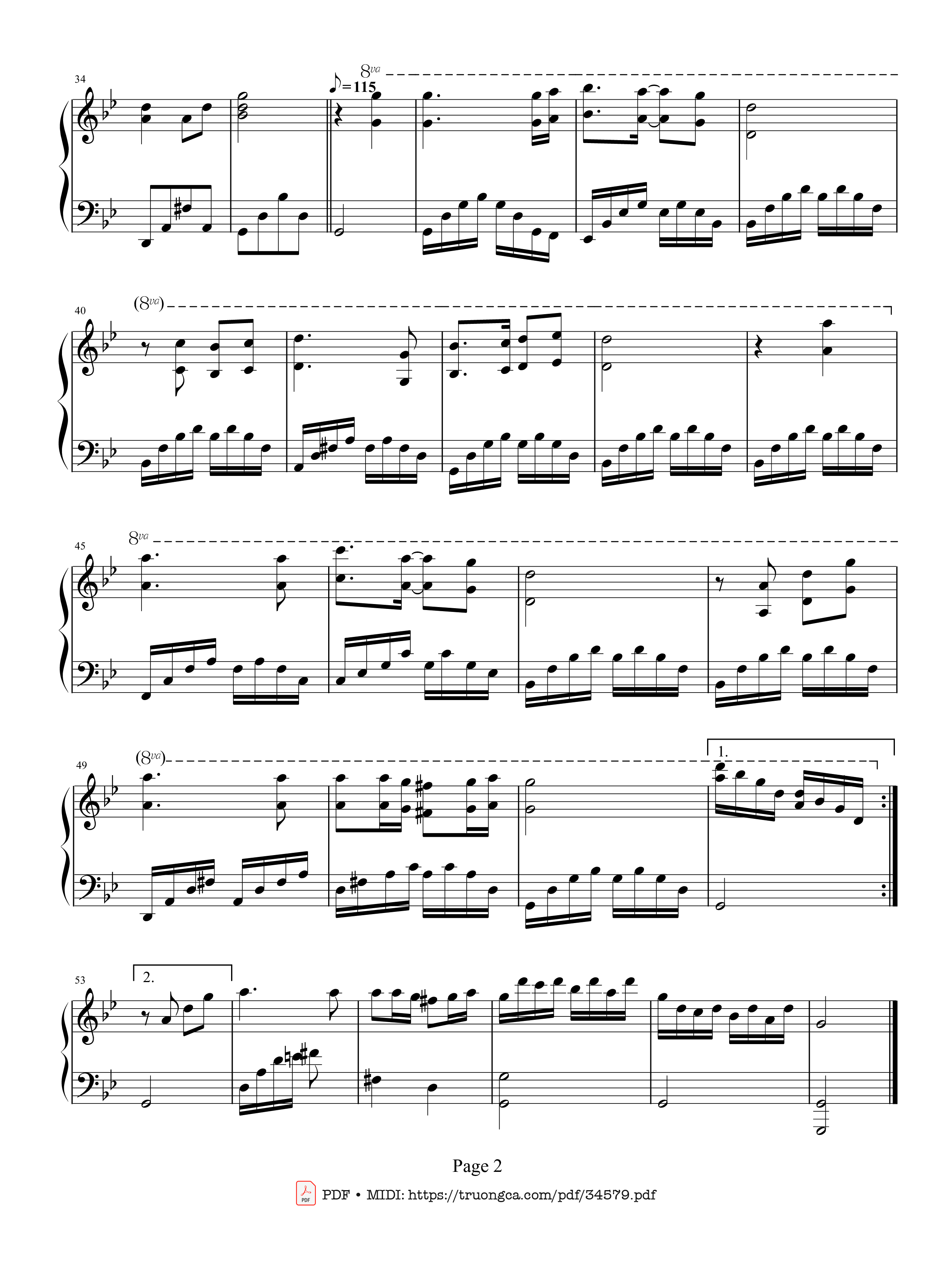 Trang 2 của Sheet nhạc PDF bài hát Lòng mẹ piano - Y Vân