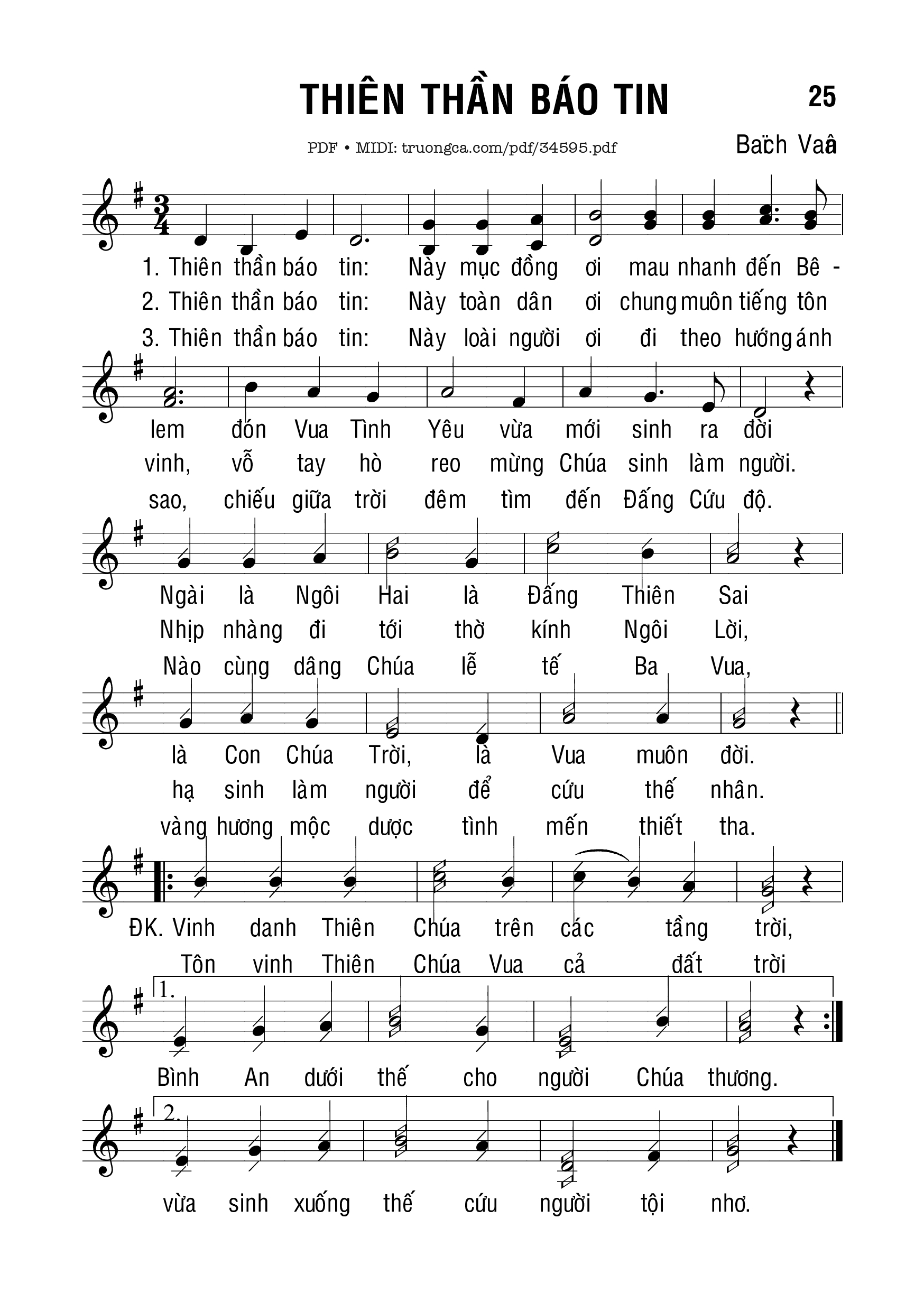 Sheet nhạc PDF bài Thiên Thần Báo Tin