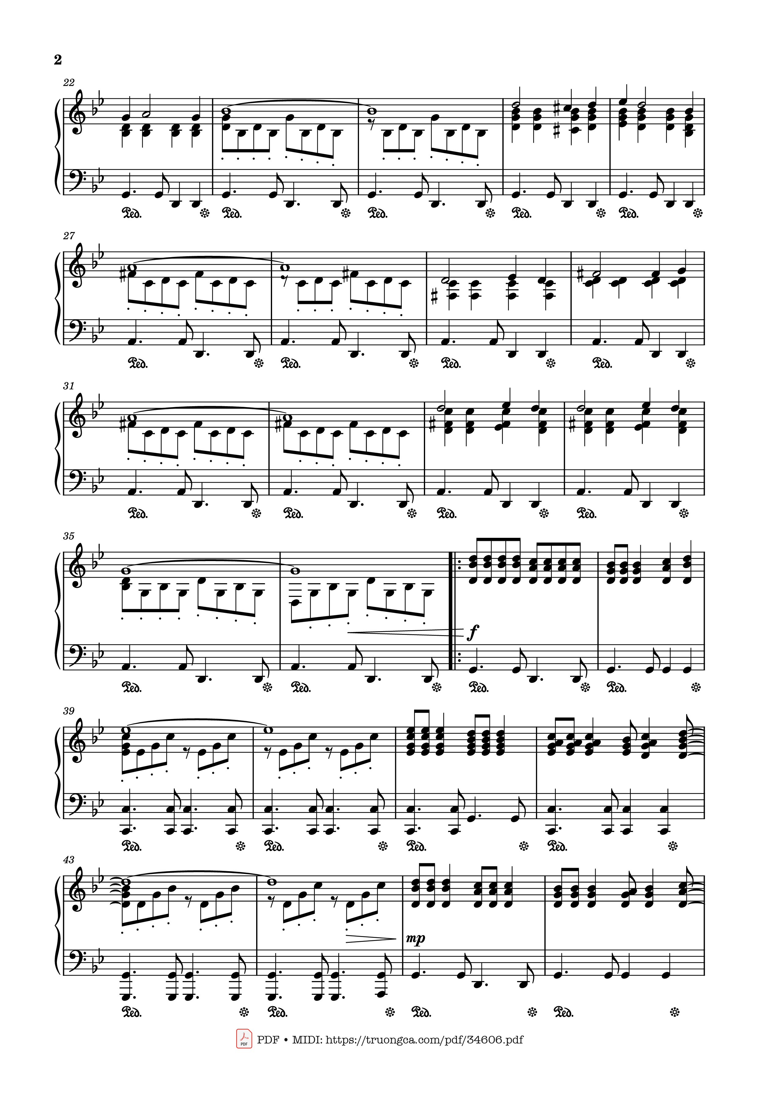 Trang 2 của Sheet nhạc PDF Piano bài hát Million Roses (Миллион алых роз) Piano - Raimonds Pauls