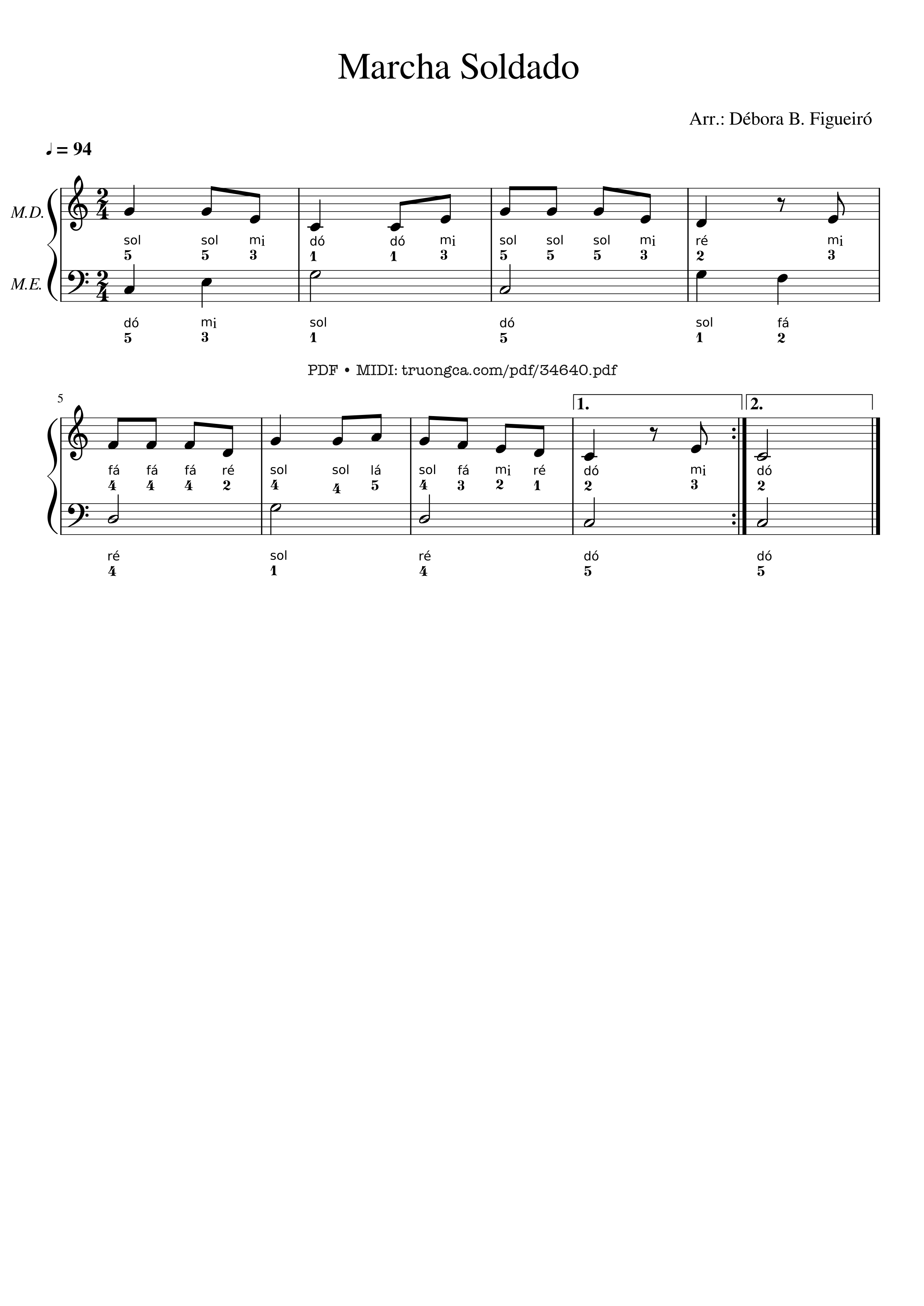 Trang 1 của Sheet nhạc PDF bài hát Marcha Soldado Piano - Débora Beatriz