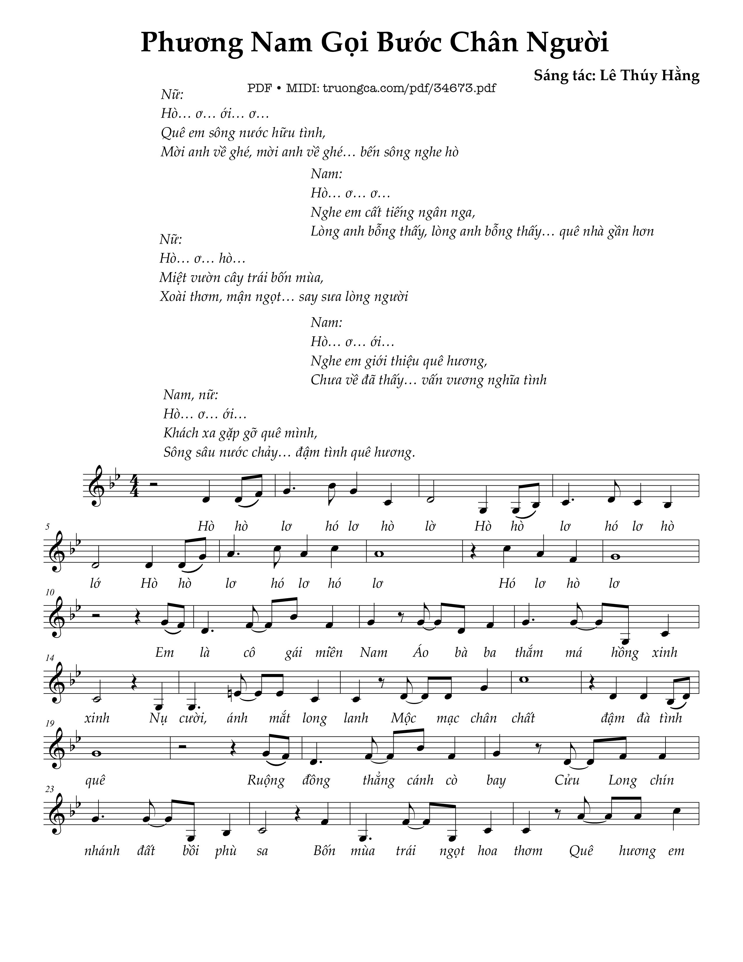 Sheet nhạc PDF bài Phương Nam gọi bước chân người