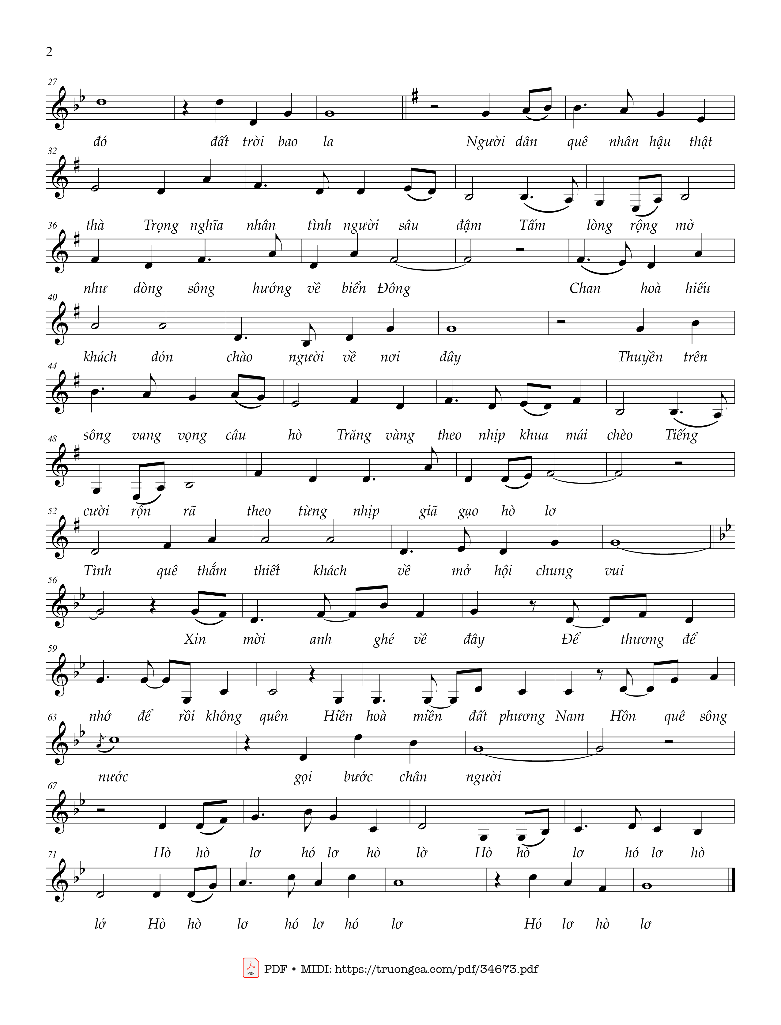 Trang 2 của Sheet nhạc PDF bài hát Phương Nam gọi bước chân người - Lê Thúy Hằng