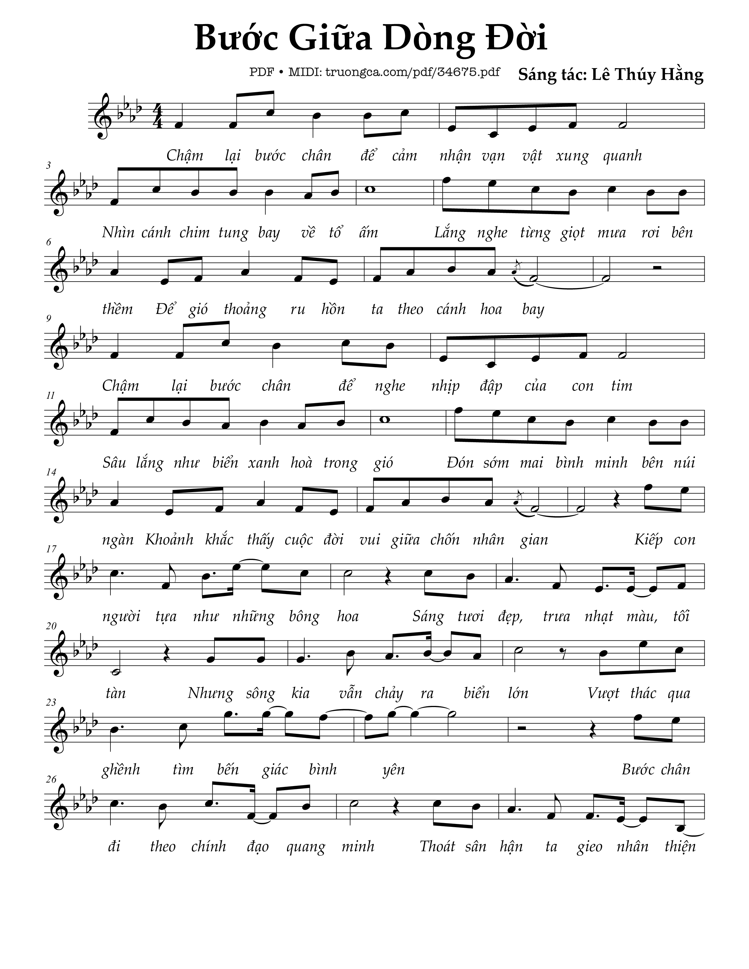 Sheet nhạc PDF bài Bước giữa dòng đời