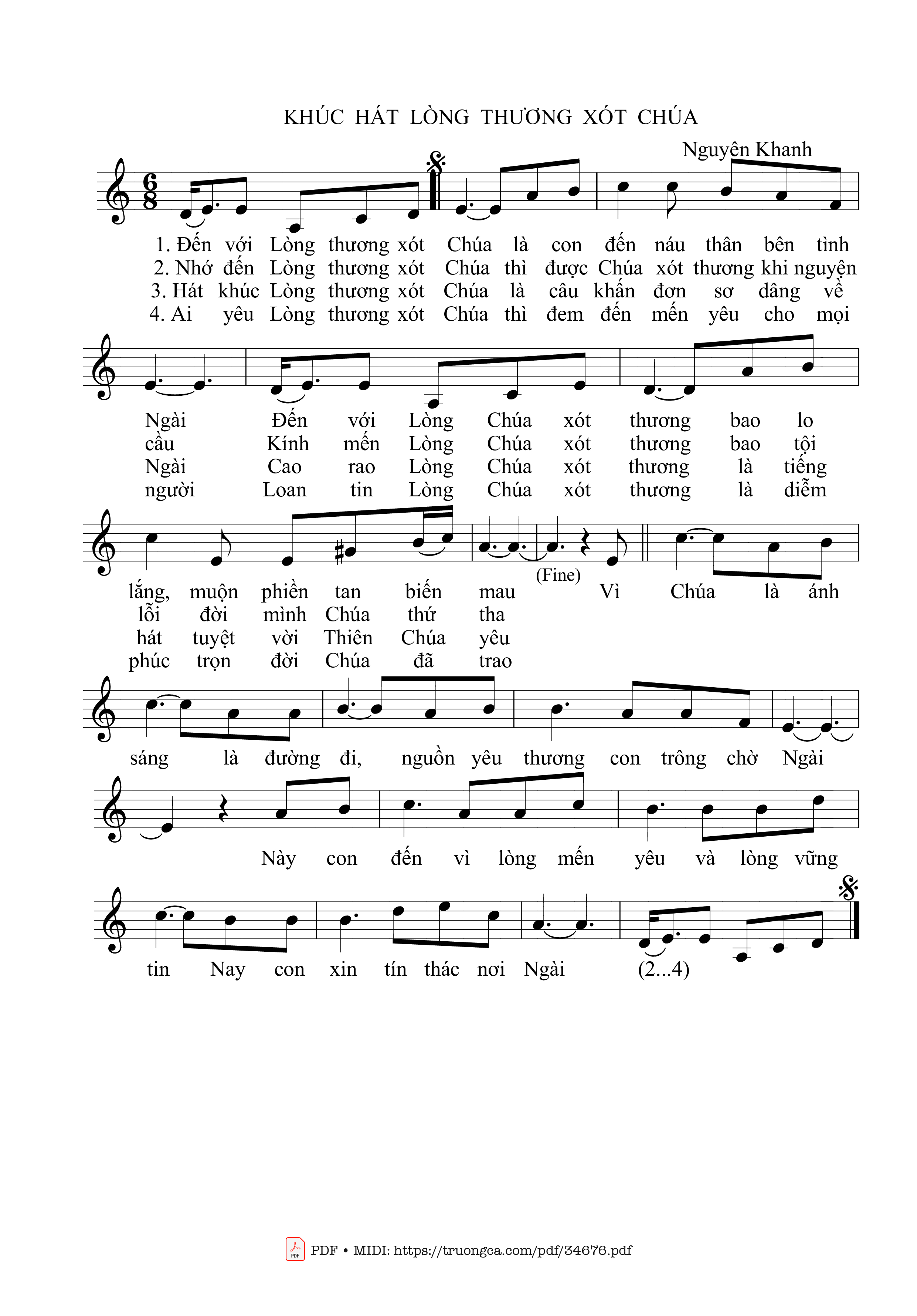 Sheet nhạc PDF bài Khúc hát lòng thương xót Chúa