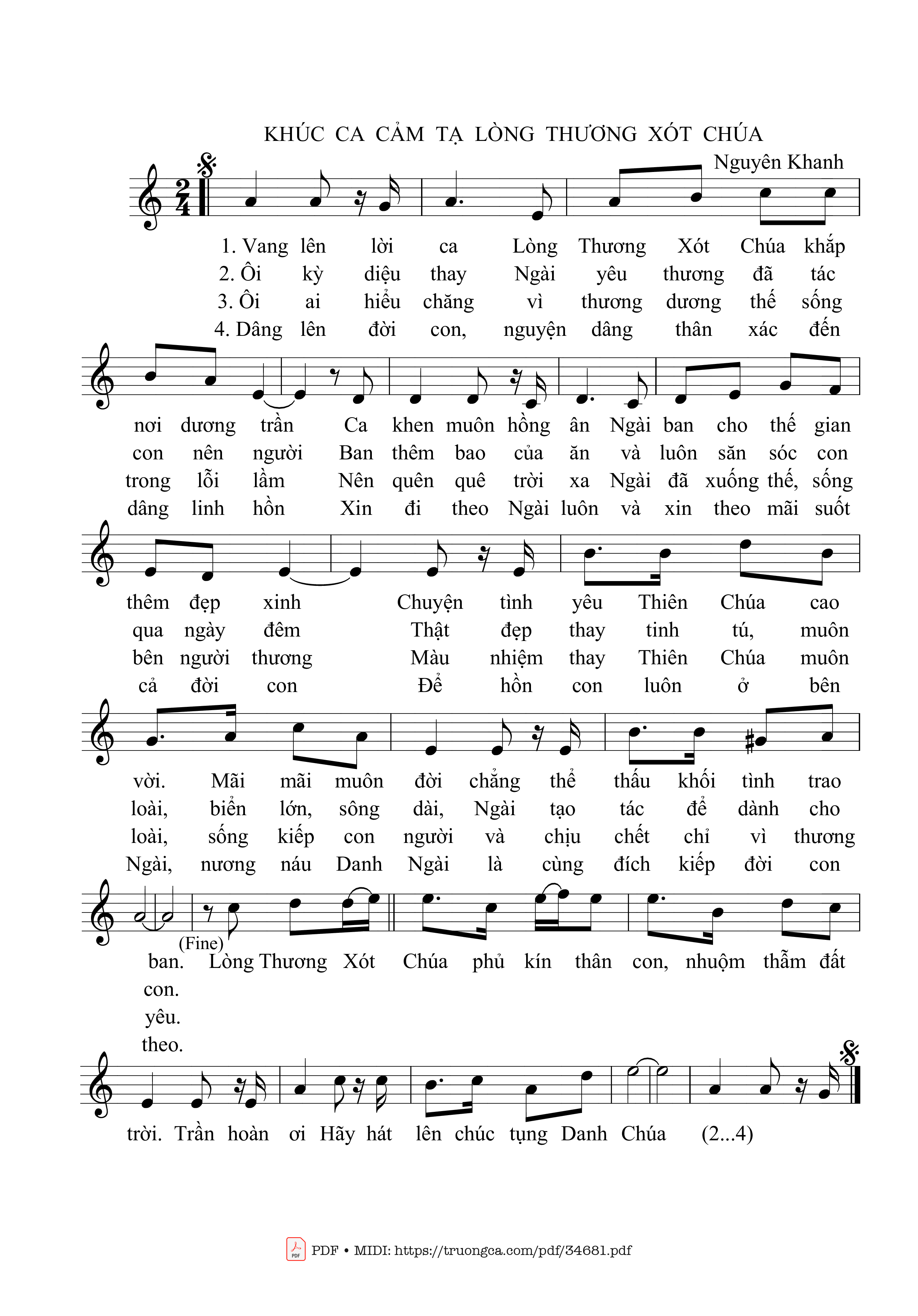 Sheet nhạc PDF bài Khúc ca cảm tạ lòng thương xót Chúa