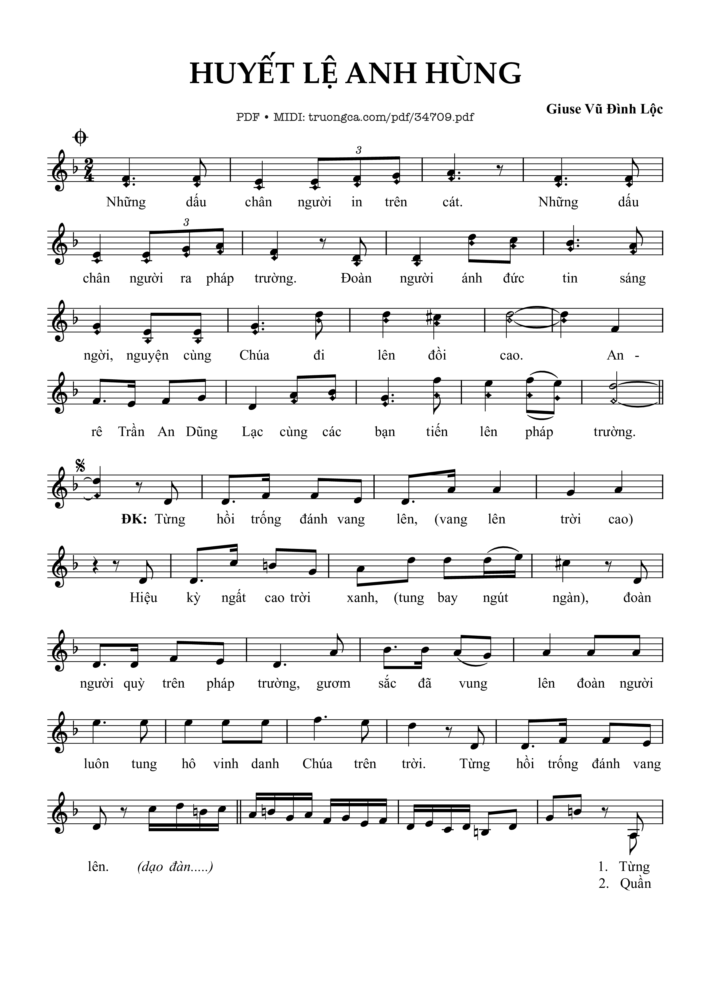 Sheet nhạc PDF bài Huyết Lệ Anh Hùng