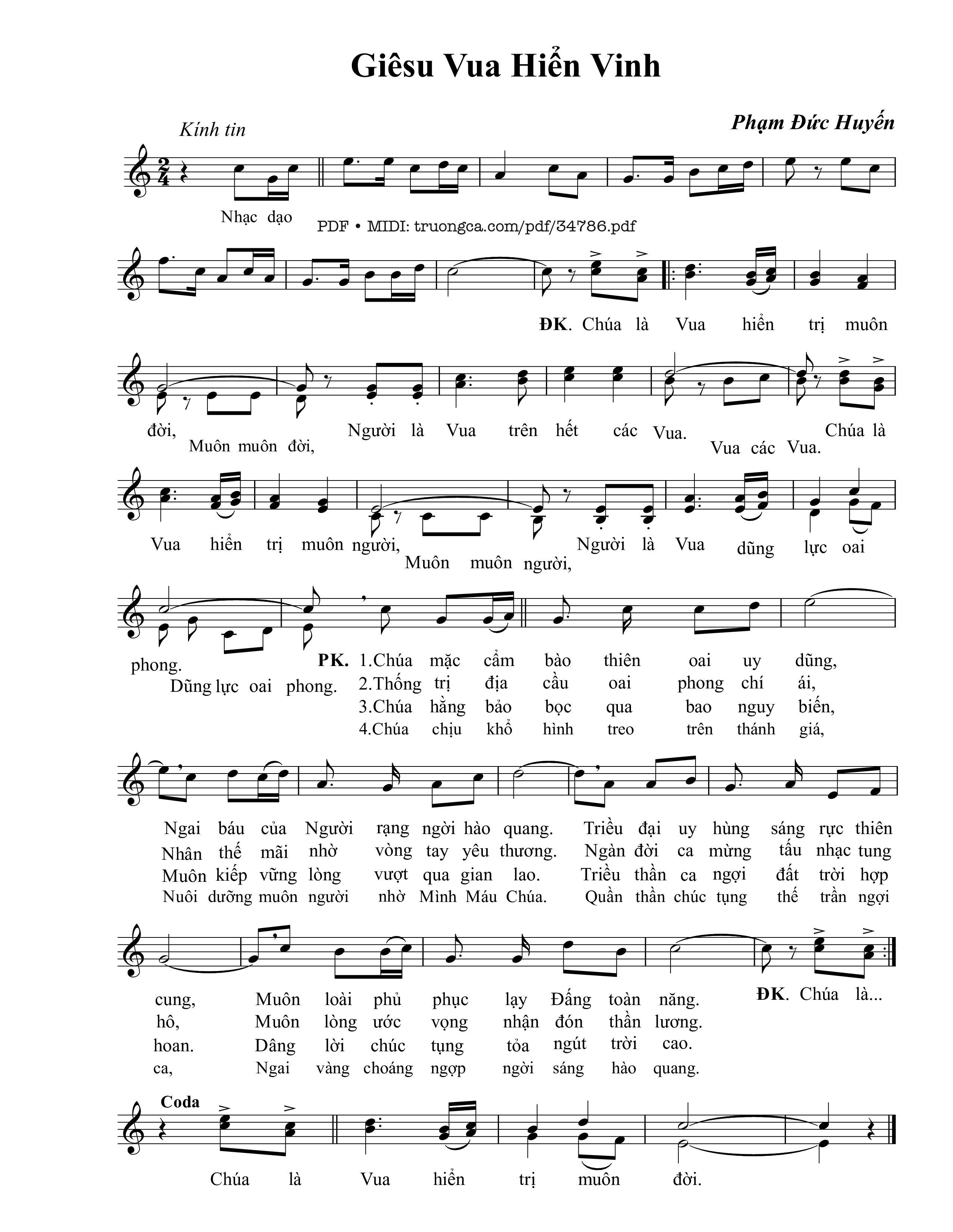 Sheet nhạc PDF bài Giêsu Vua Hiển Vinh
