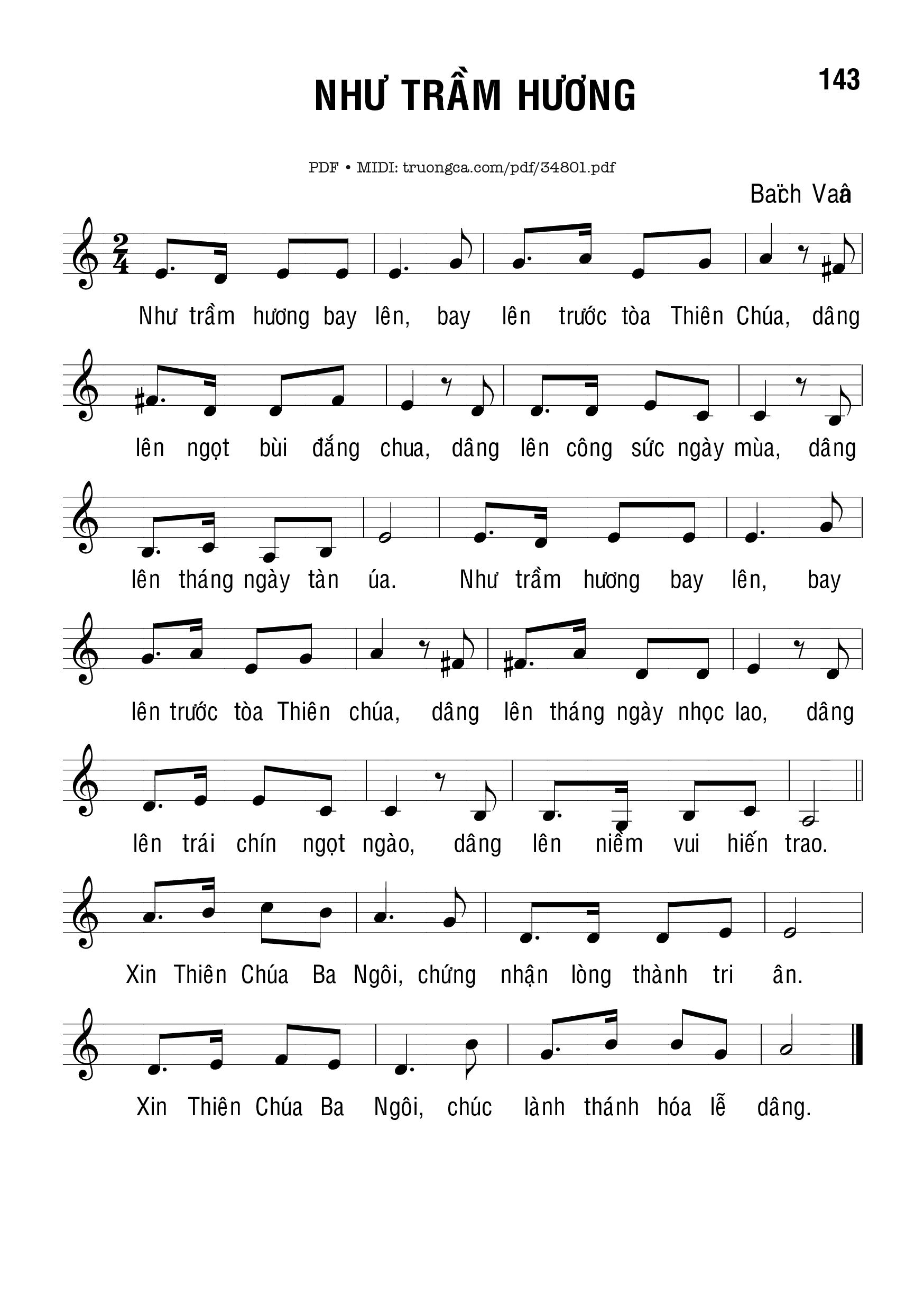 Sheet nhạc PDF bài Như Trầm Hương