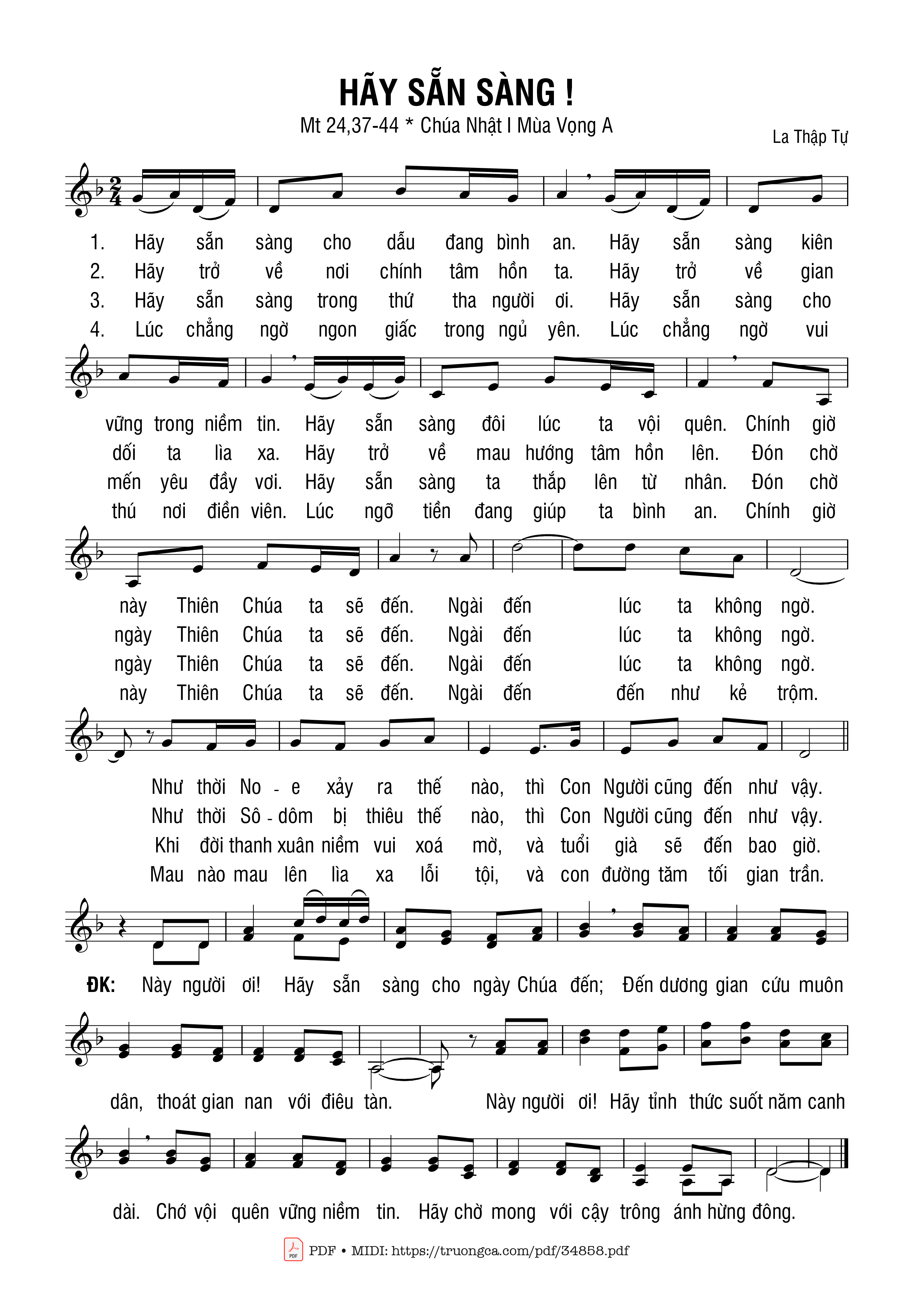 Sheet nhạc PDF bài Hãy Sẵn Sàng