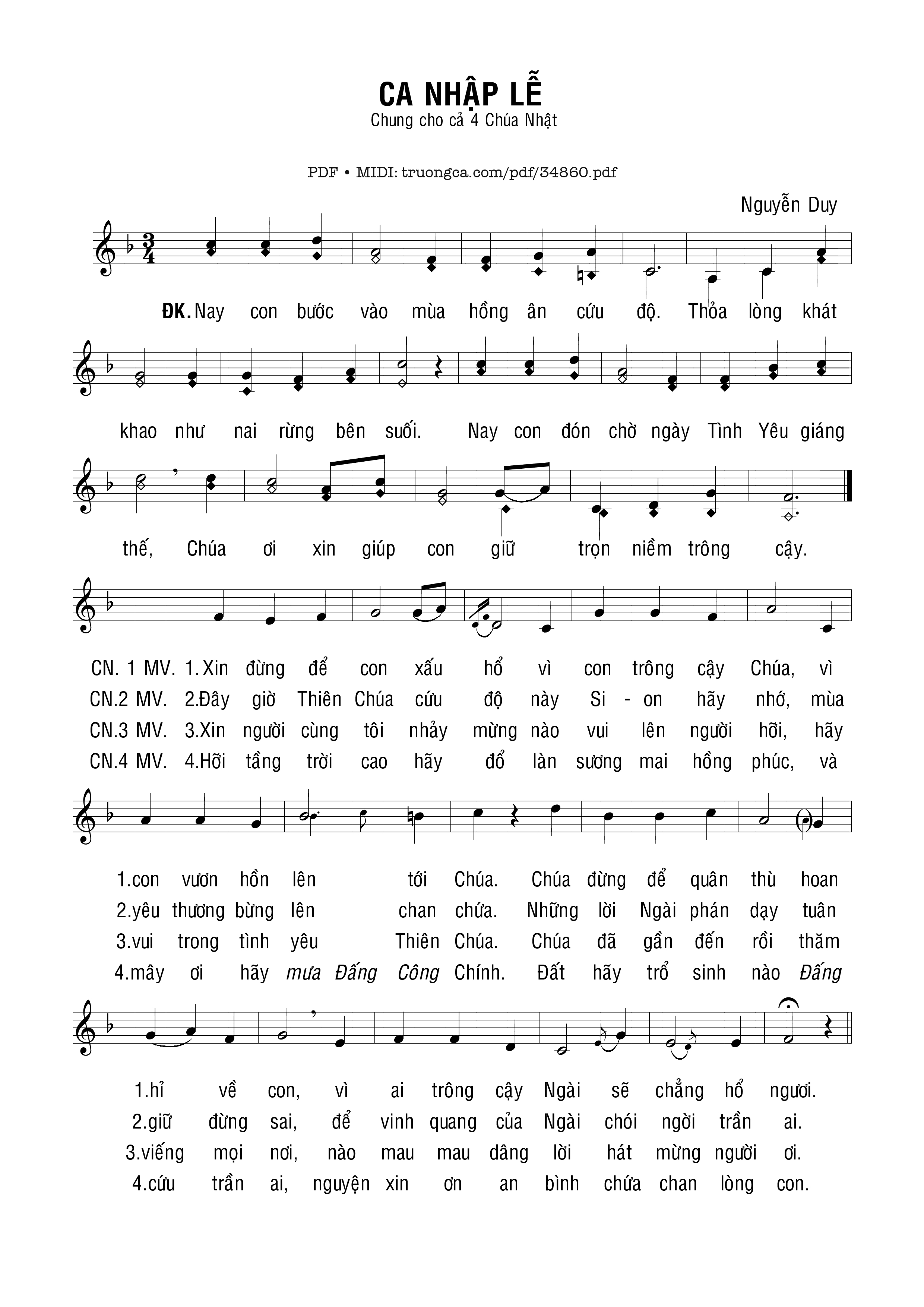 Ca Nhập Lễ (Mùa Vọng)