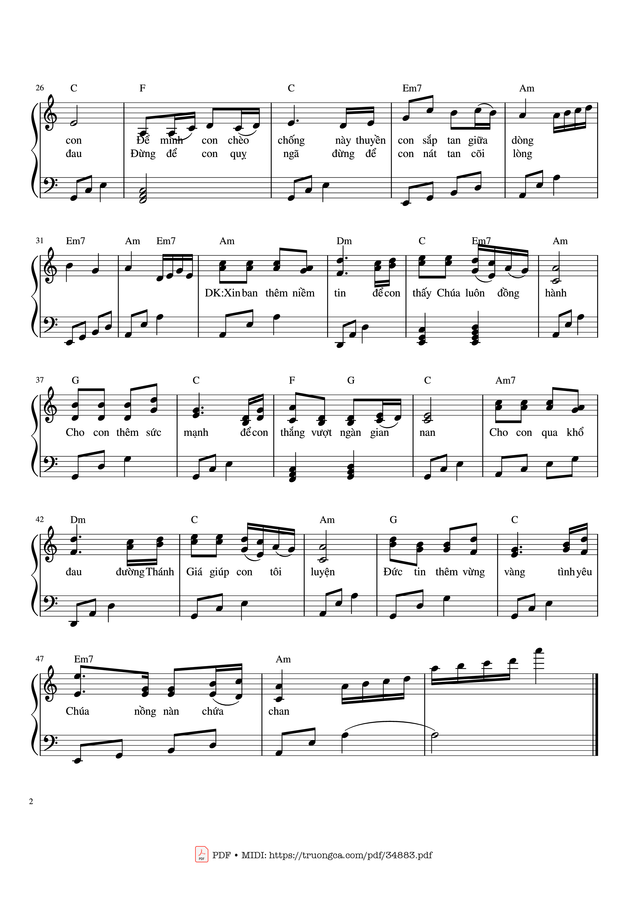 Trang 2 của Sheet nhạc PDF Piano bài hát Cho con thấy Chúa Piano - Hiền Hòa