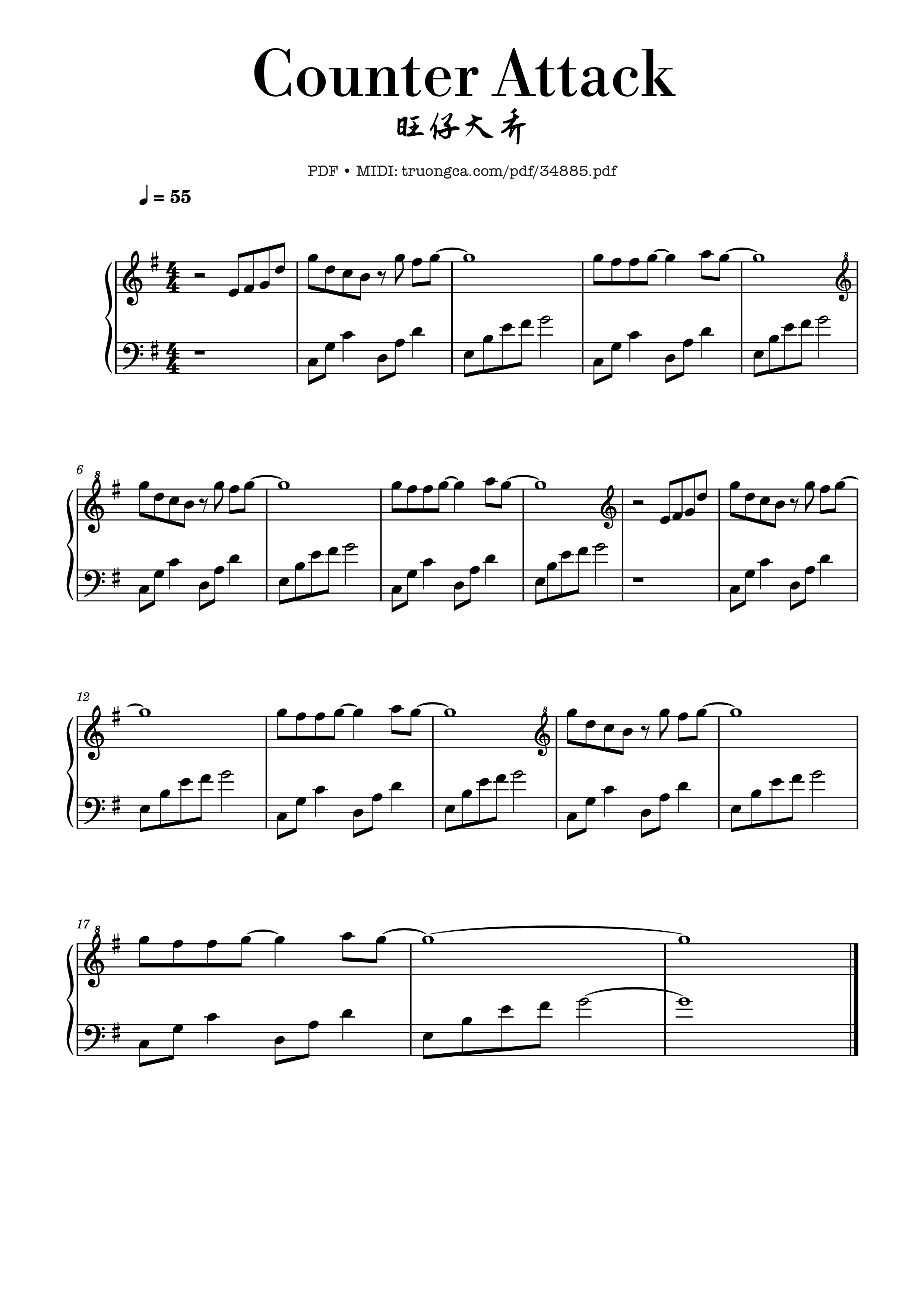 Sheet nhạc PDF bài Counter Attack (旺仔大乔) Piano