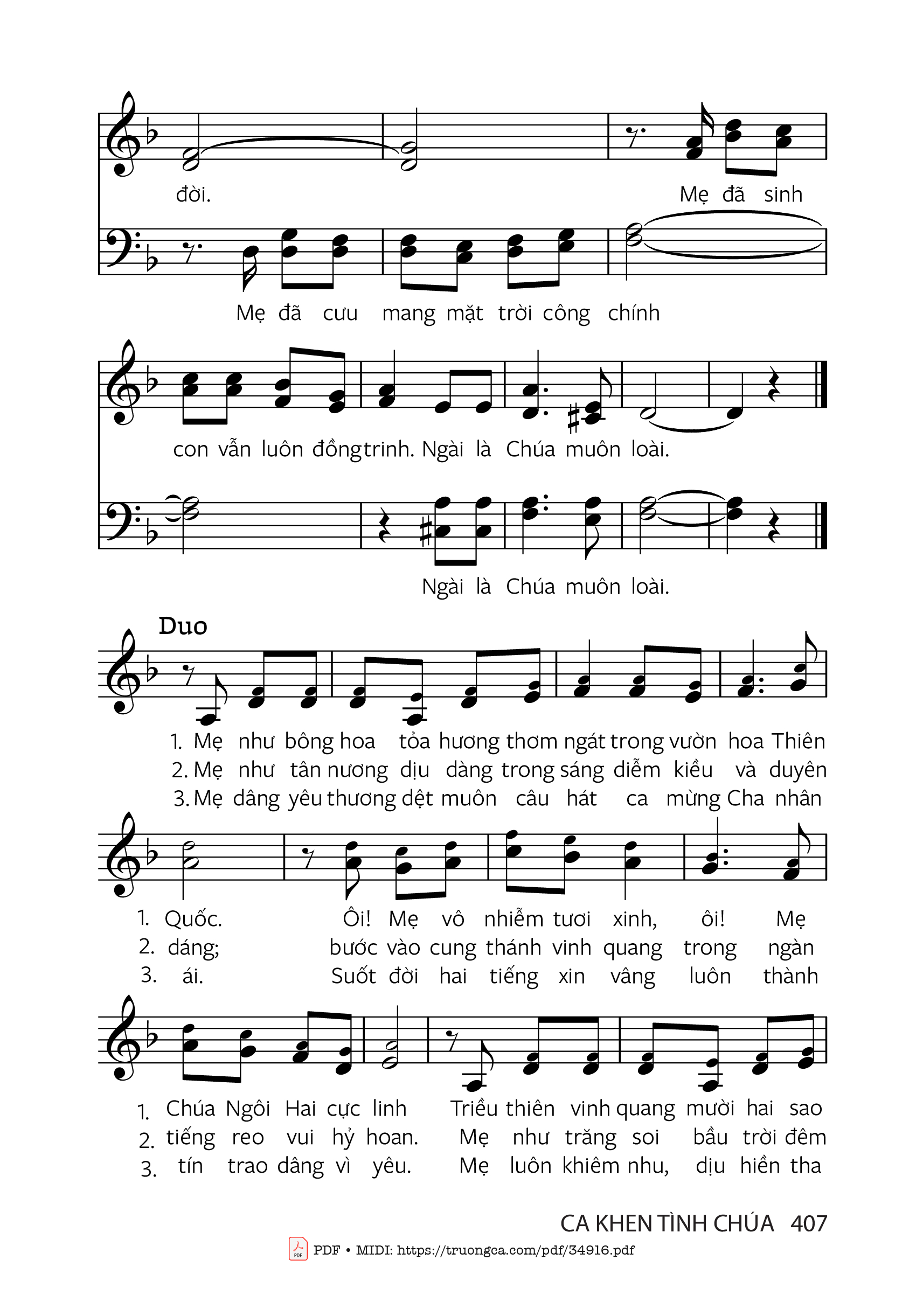 Trang 2 của Sheet nhạc PDF bài hát Chúc Tụng Mẹ Vô Nhiễm - Vinam