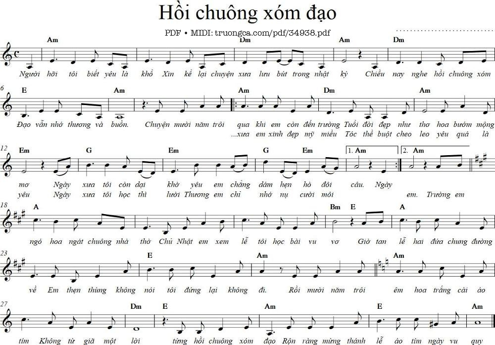 Sheet nhạc PDF bài Hồi Chuông Xóm Đạo