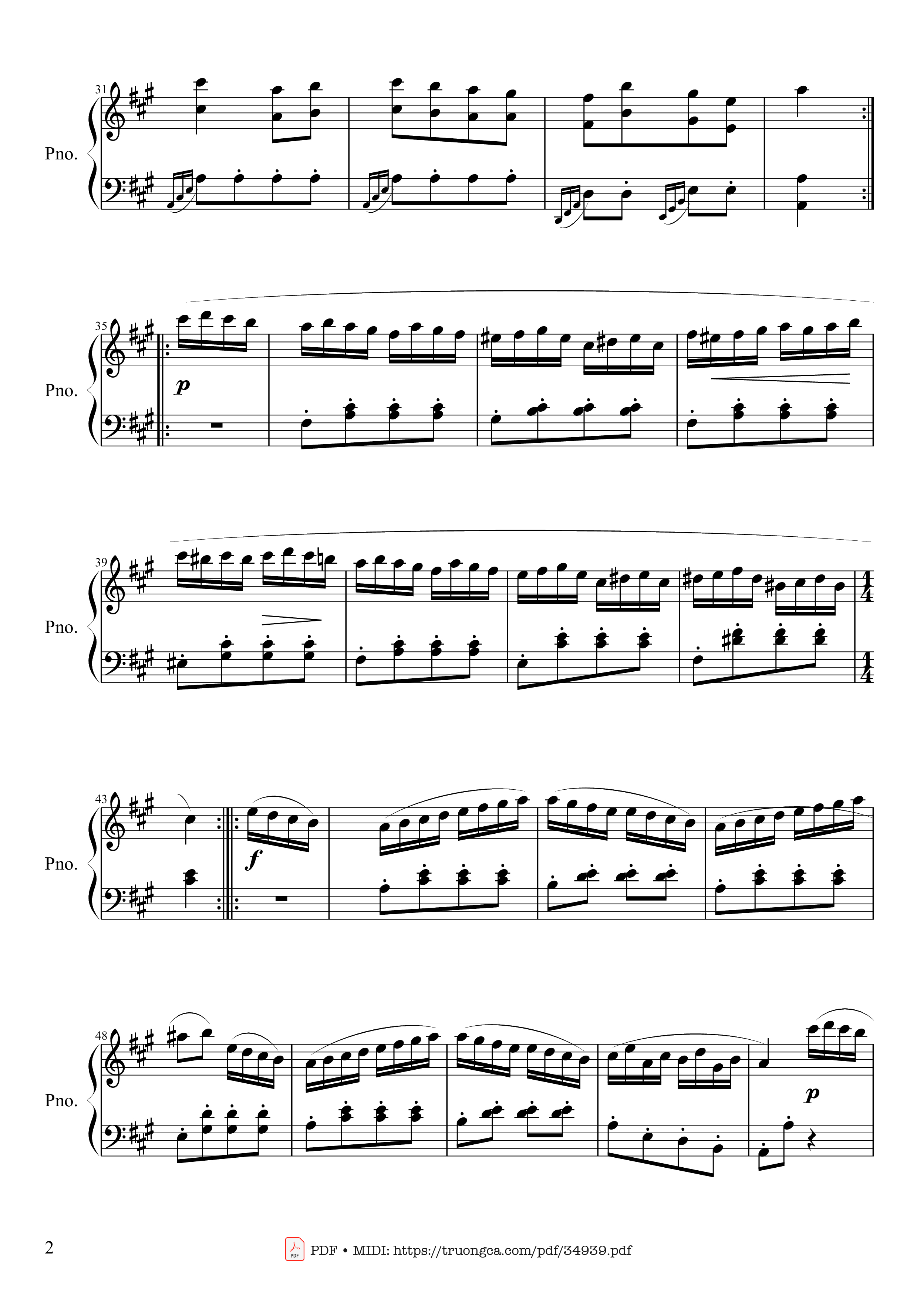 Trang 2 của Sheet nhạc PDF Piano bài hát Rondo Alla Turca (Turkish March) Piano - Wolfgang Amadeus Mozart