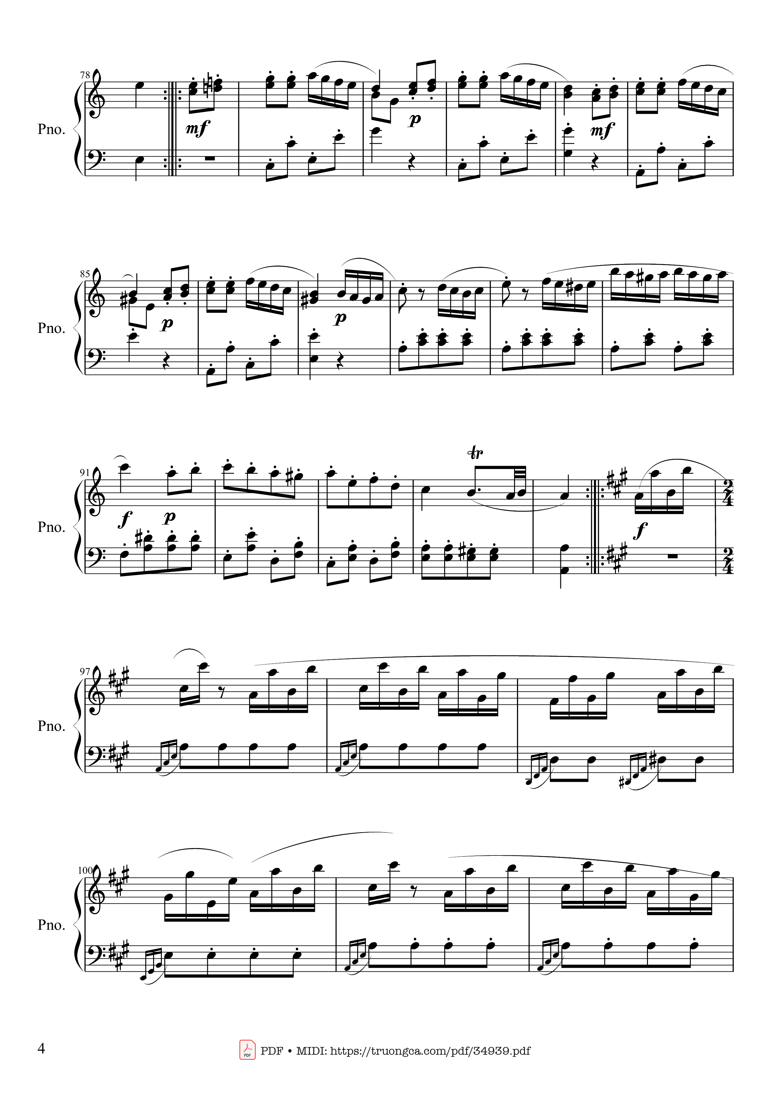 Trang 4 của Sheet nhạc PDF Piano bài hát Rondo Alla Turca (Turkish March) Piano - Wolfgang Amadeus Mozart
