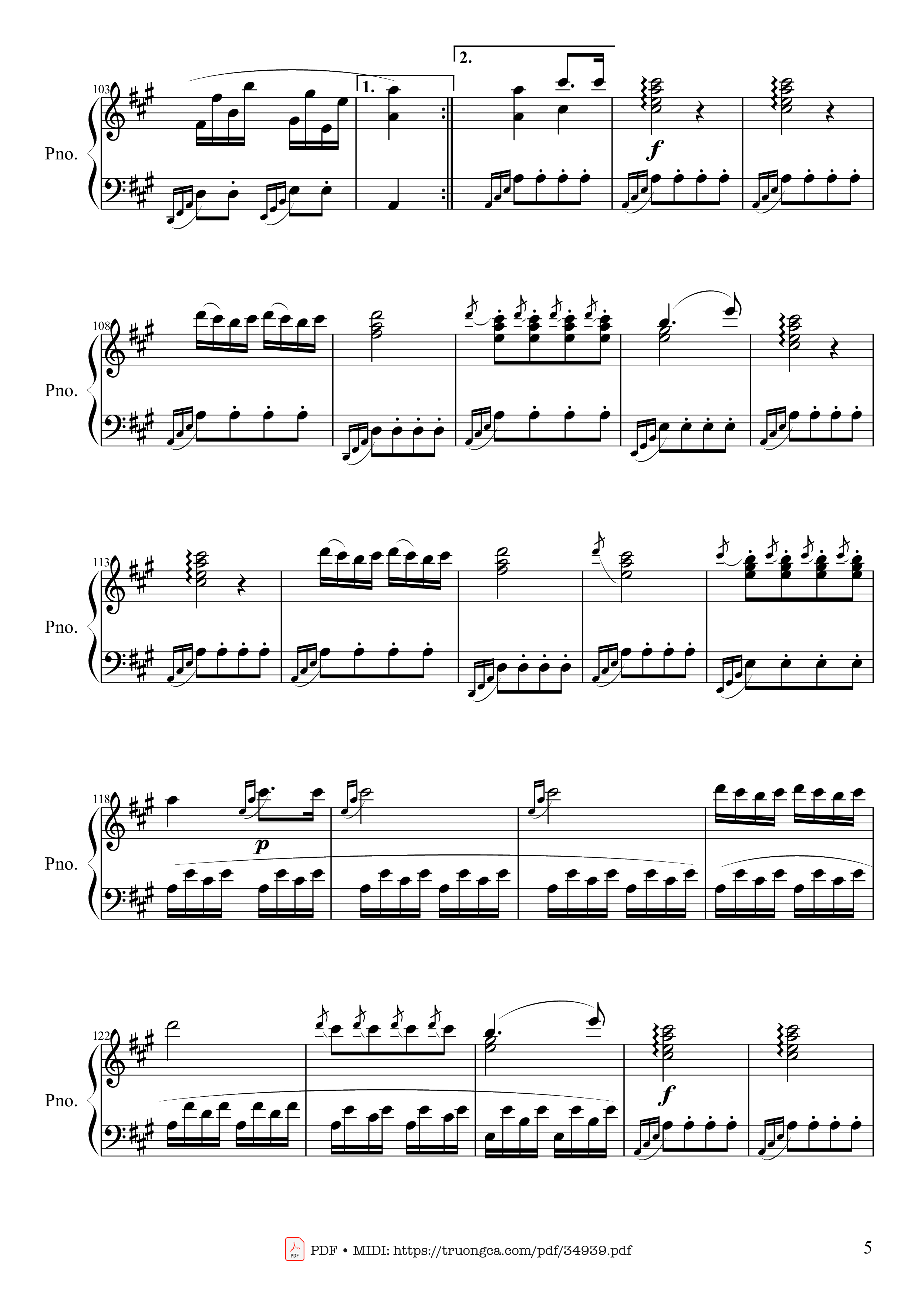 Trang 5 của Sheet nhạc PDF Piano bài hát Rondo Alla Turca (Turkish March) Piano - Wolfgang Amadeus Mozart