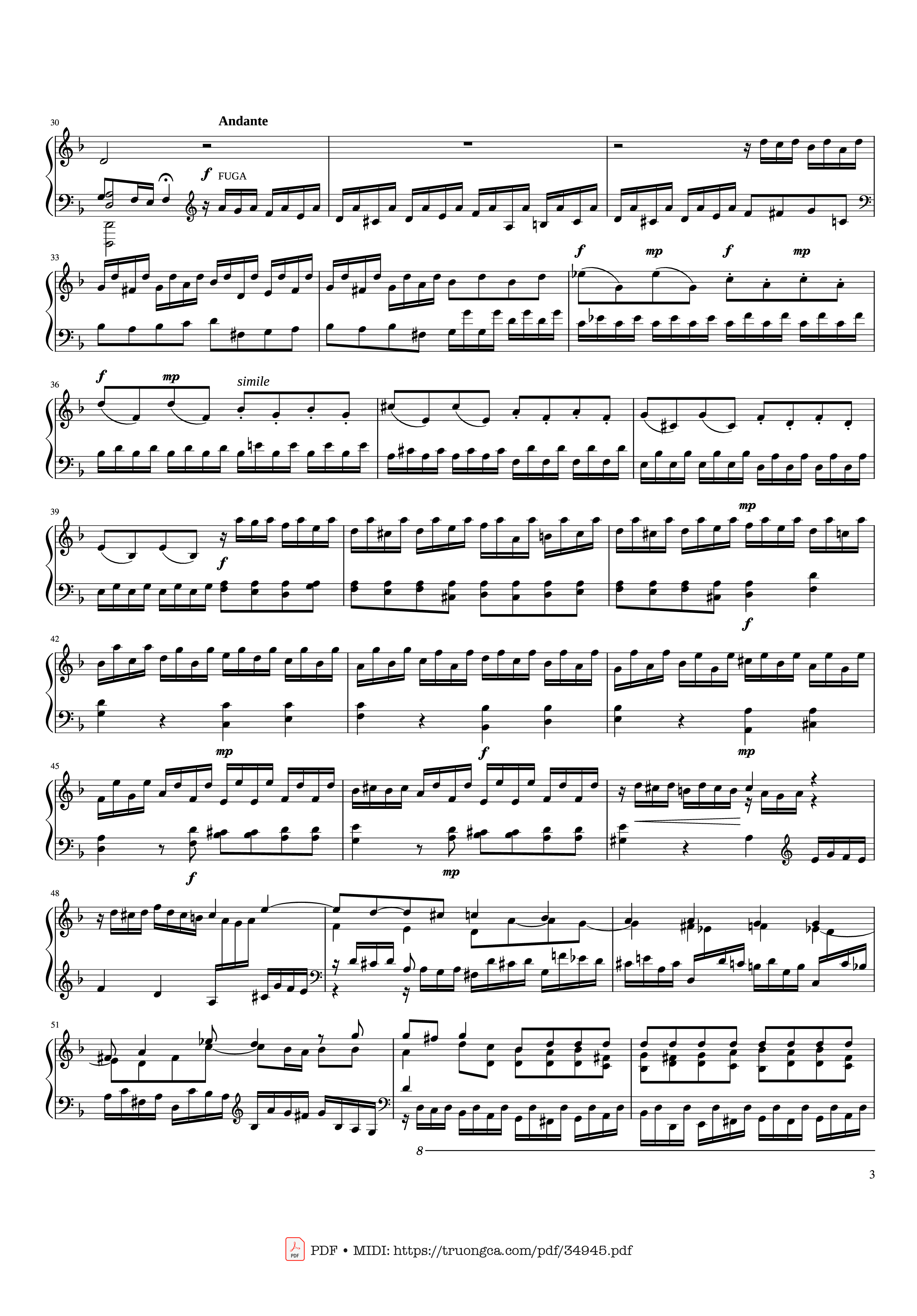 Trang 3 của Sheet nhạc PDF Piano bài hát Toccata and Fugue in D Minor Piano - Johann Sebastian Bach