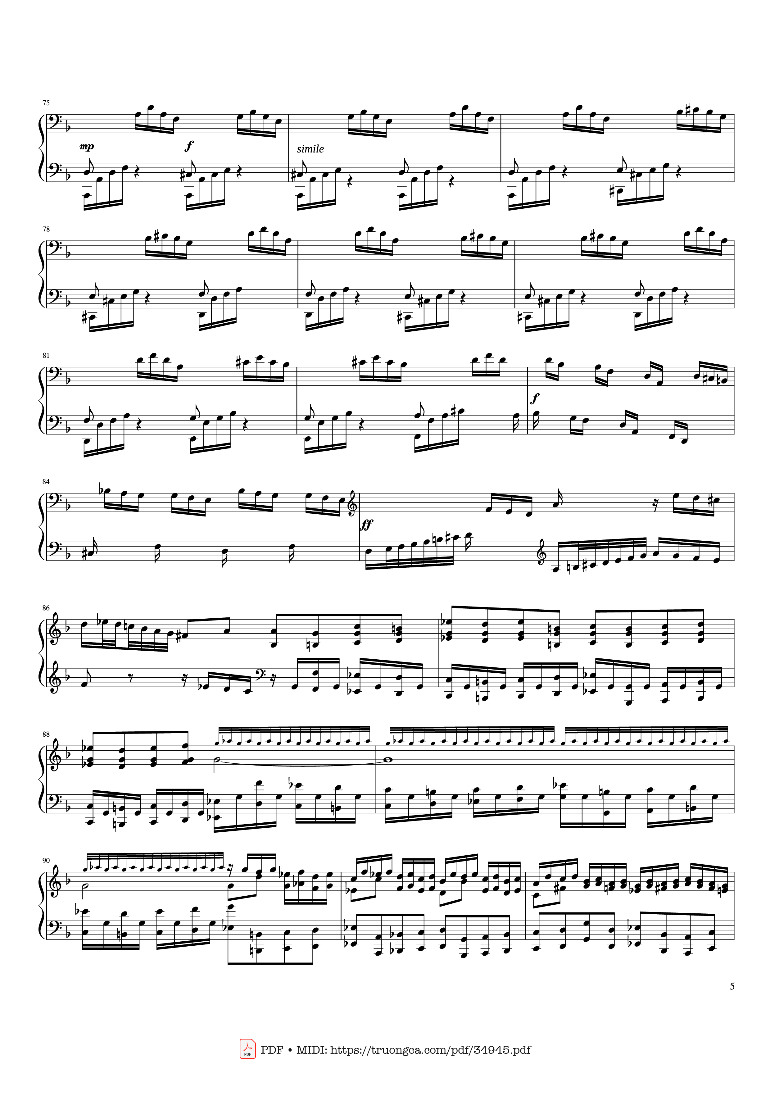 Trang 5 của Sheet nhạc PDF Piano bài hát Toccata and Fugue in D Minor Piano - Johann Sebastian Bach