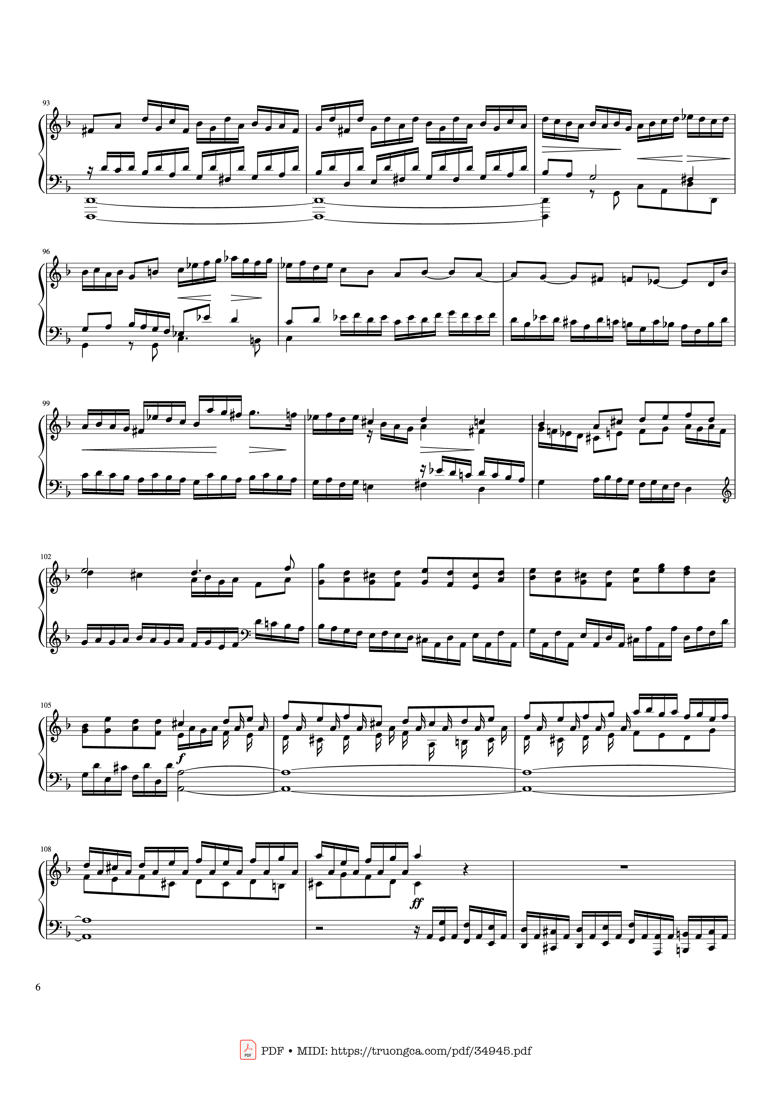 Trang 6 của Sheet nhạc PDF Piano bài hát Toccata and Fugue in D Minor Piano - Johann Sebastian Bach