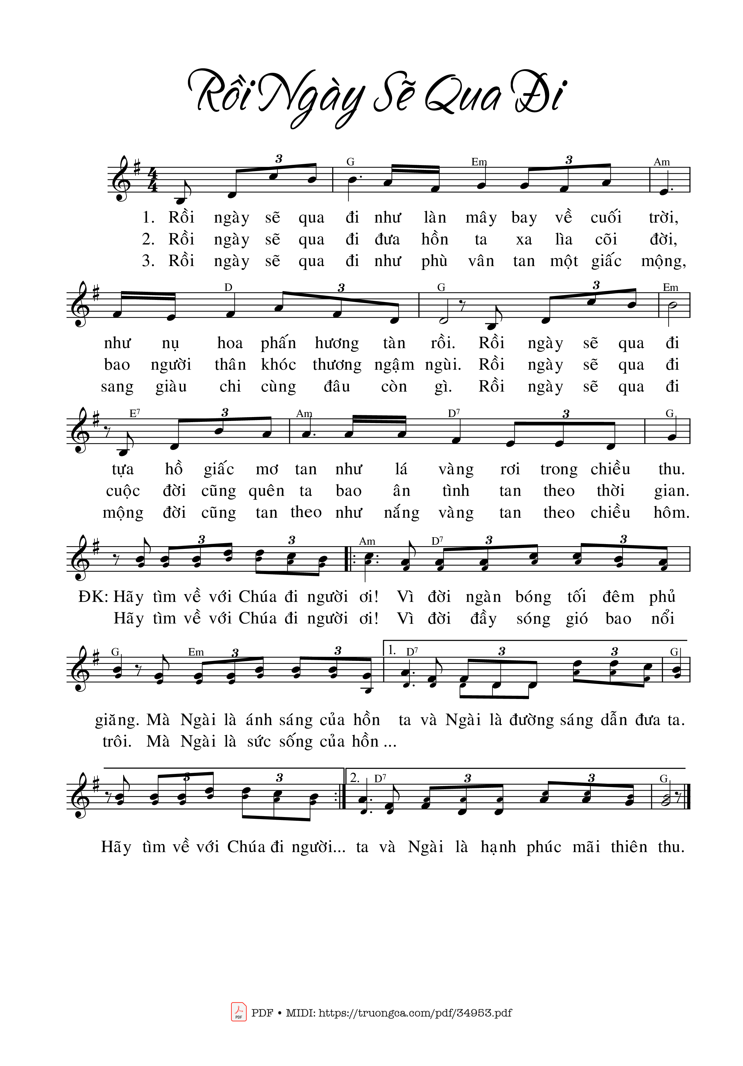 Sheet nhạc PDF bài Rồi Ngày Sẽ Qua Đi