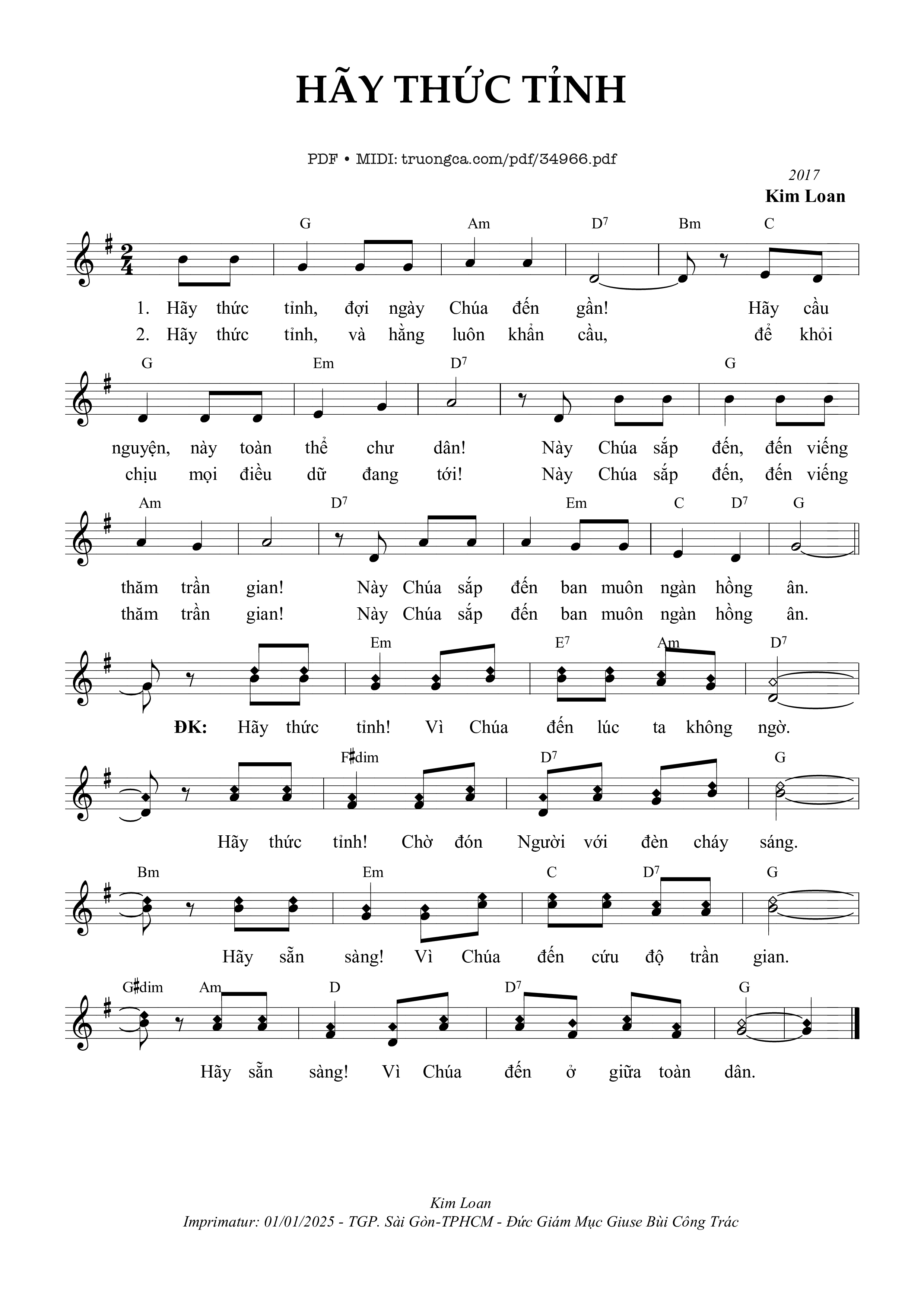 Sheet nhạc PDF bài Hãy Thức Tỉnh