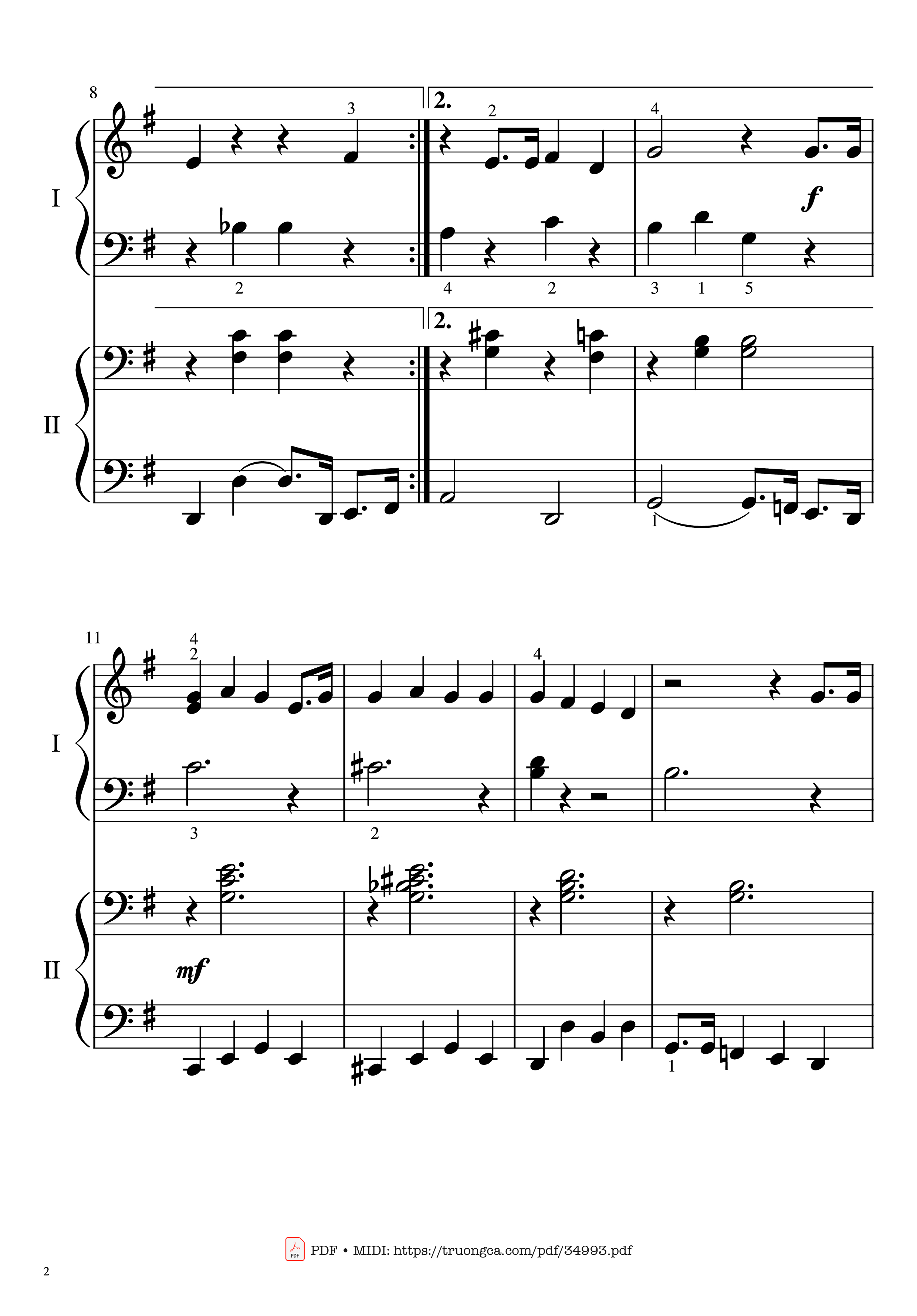 Trang 2 của Sheet nhạc PDF Piano bài hát Jingle bell rock Piano 4 Hands EASY - Joseph Carleton Beal