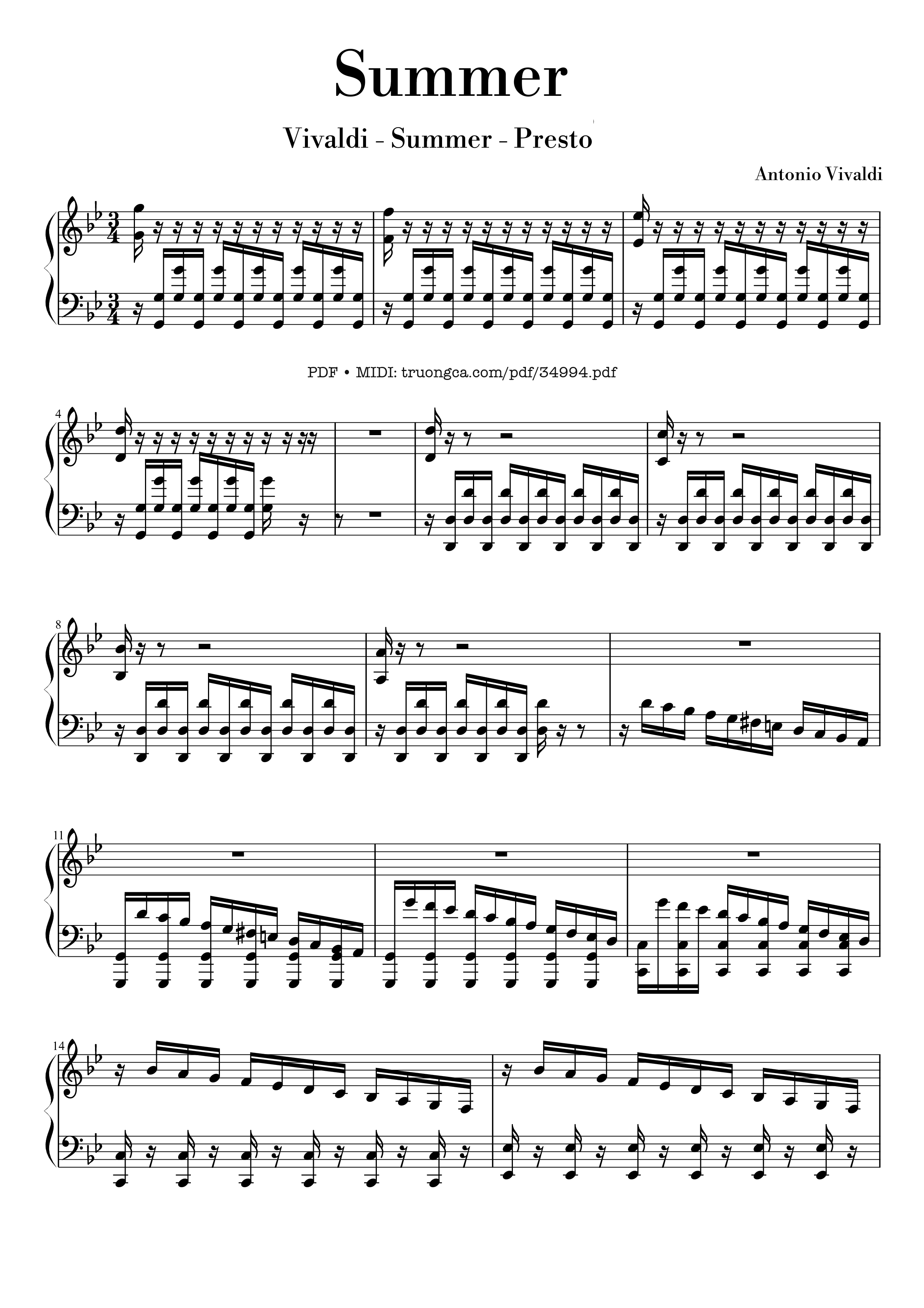 Summer - Vivaldi - Presto Piano