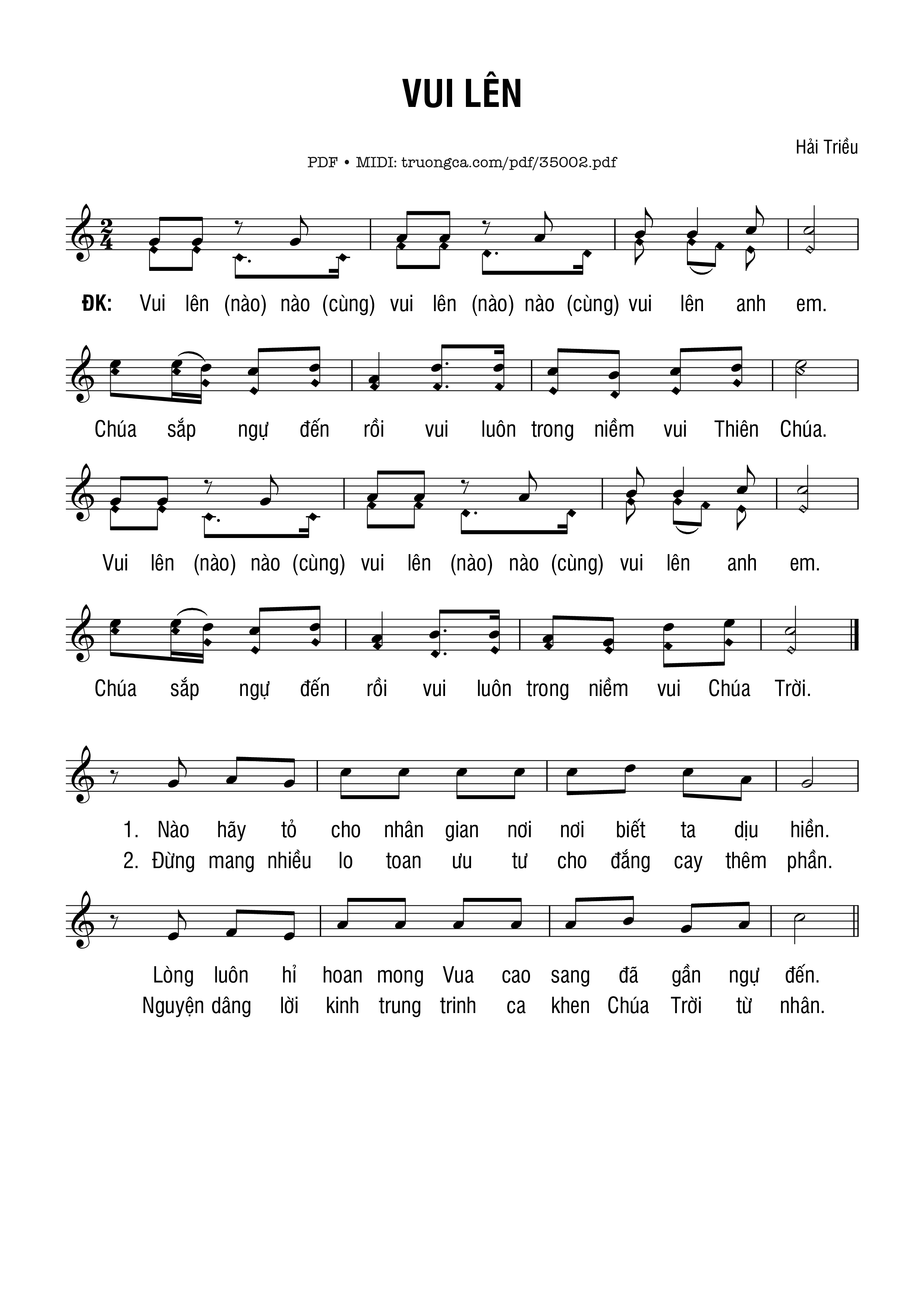 Trang 1 của Sheet nhạc PDF bài hát Vui Lên - Hải Triều