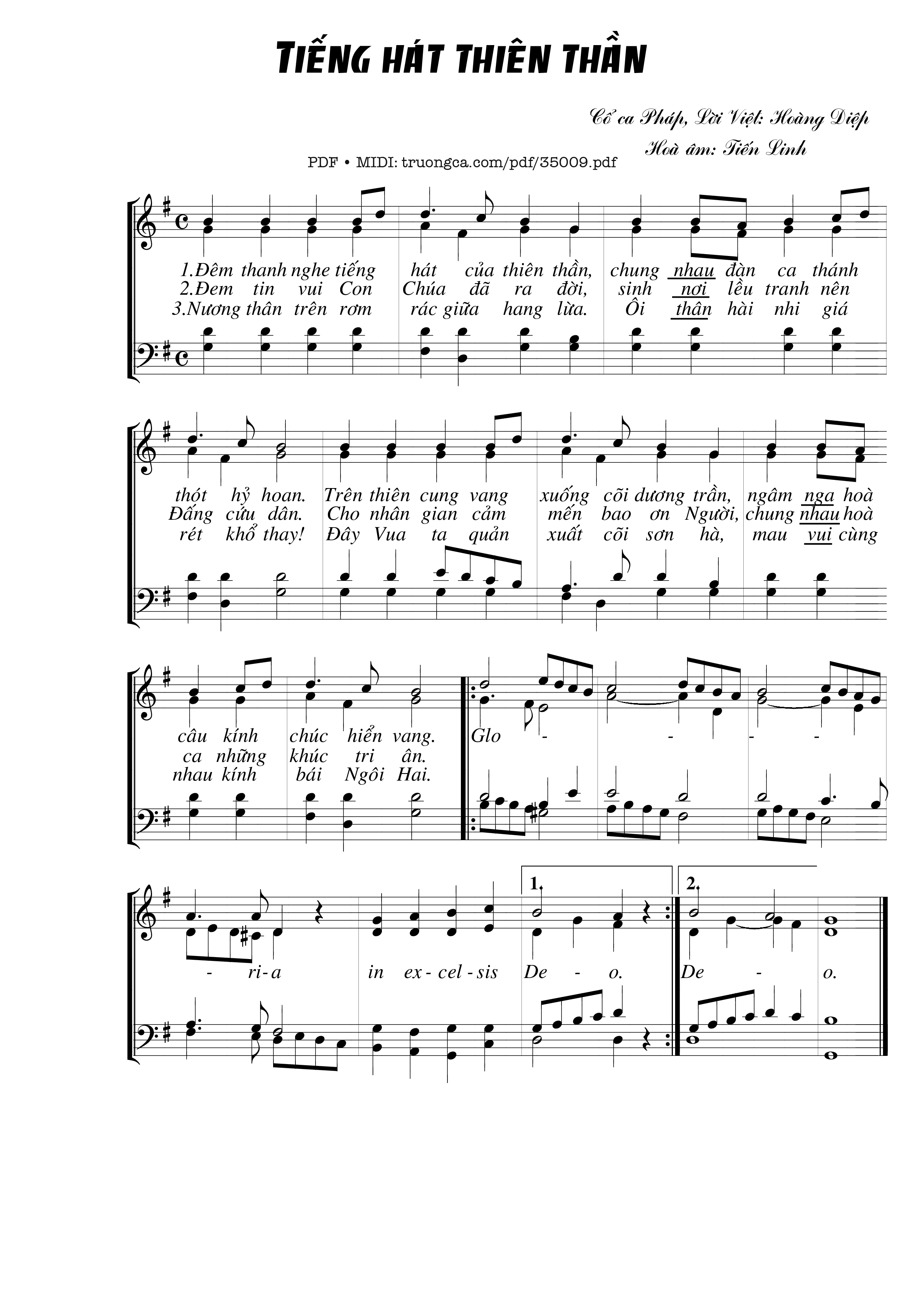 Sheet nhạc PDF bài Tiếng Hát Thiên Thần (Bè STAB)