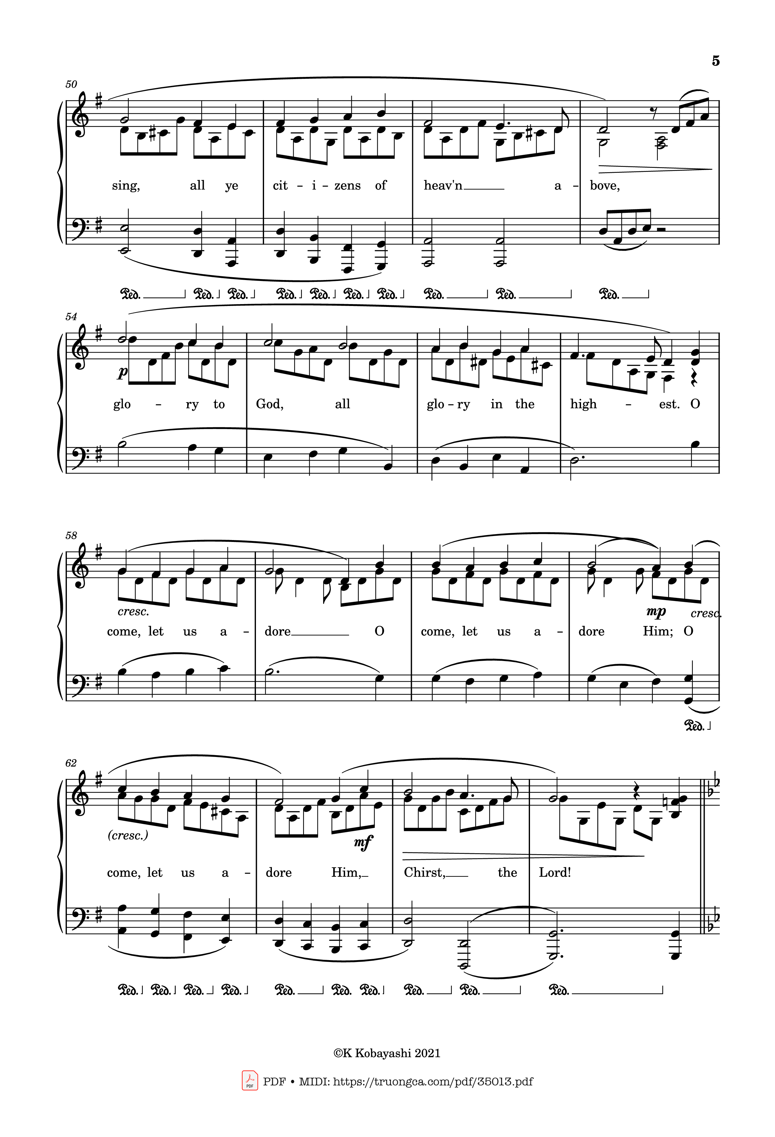 Trang 5 của Sheet nhạc PDF Piano bài hát O Come, All Ye Faithful (Adeste Fideles) Piano - John Francis Wade