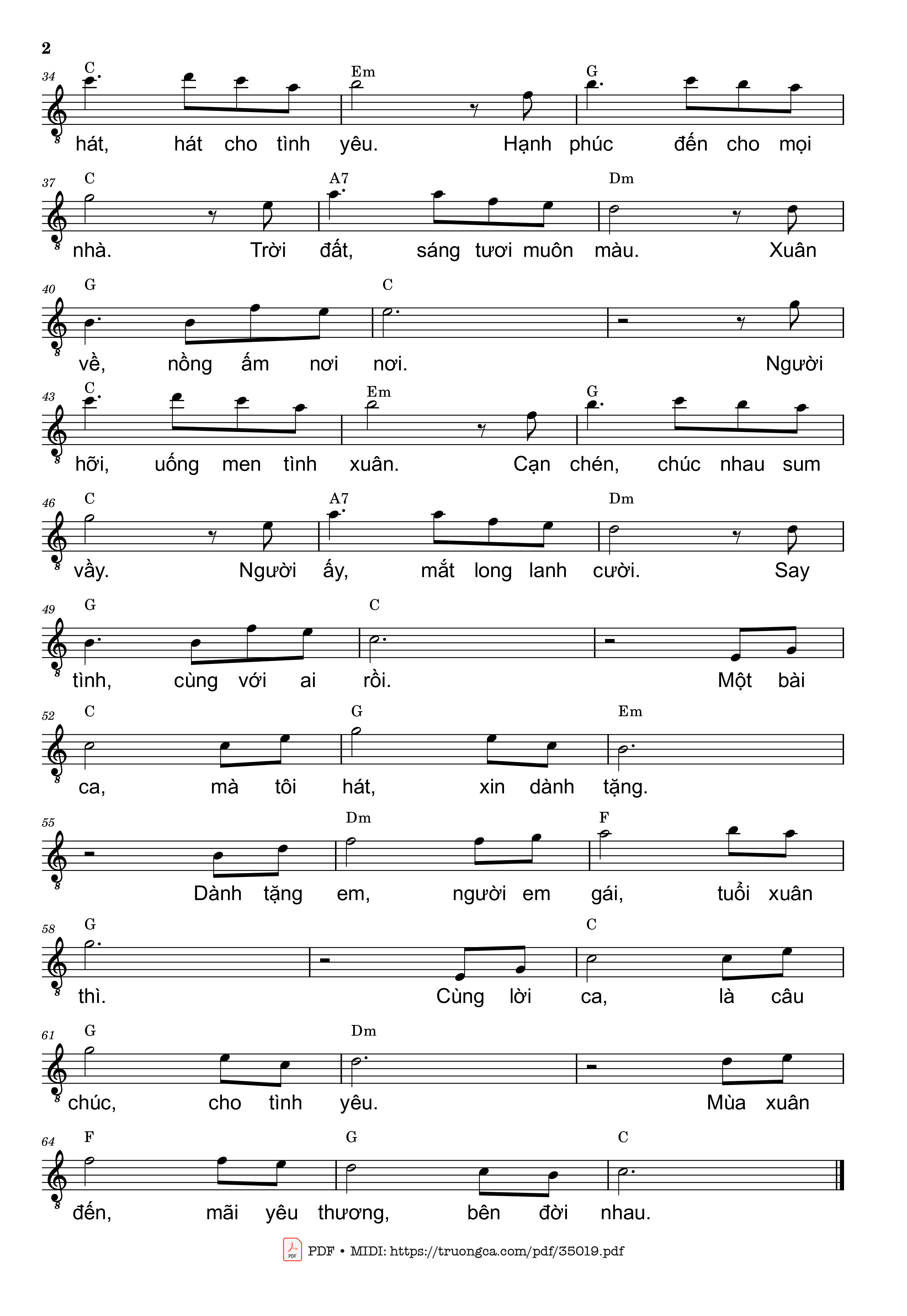 Trang 2 của Sheet nhạc PDF bài hát Khúc ca mùa xuân - Trần Liêu