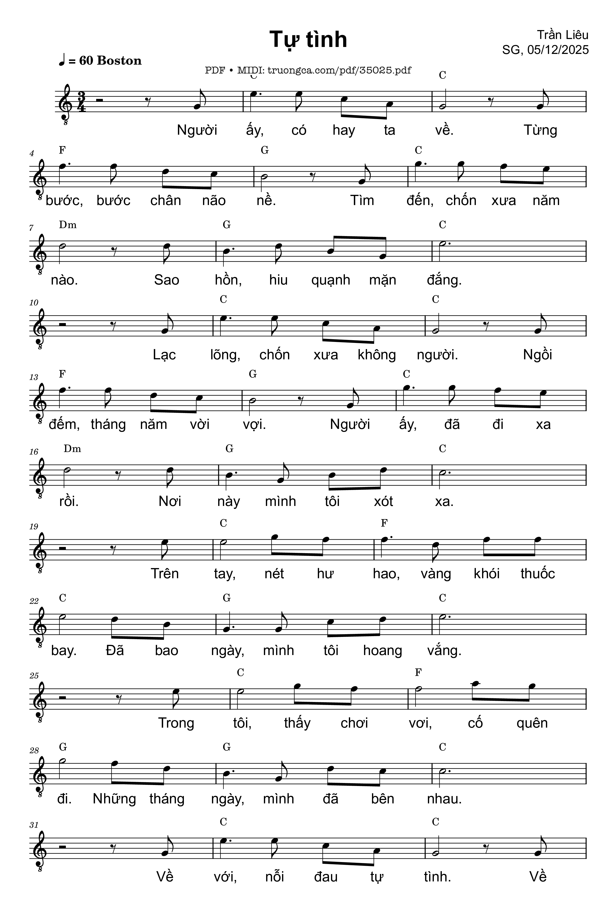 Trang 1 của Sheet nhạc PDF bài hát Tự tình - Trần Liêu