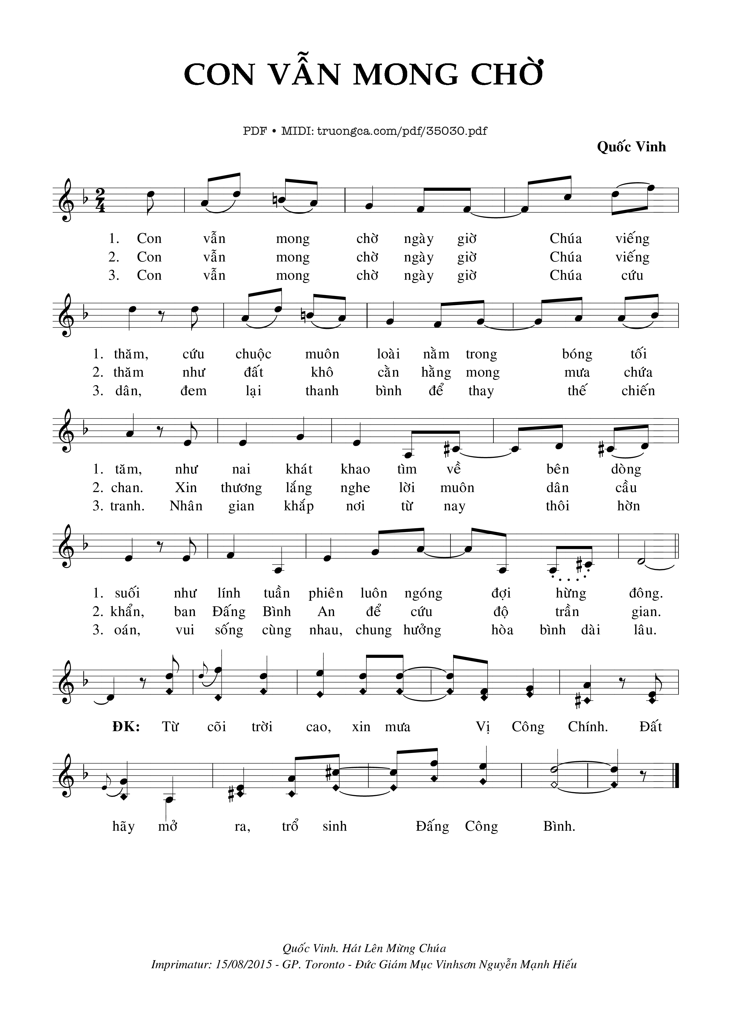 Sheet nhạc PDF bài Con Vẫn Mong Chờ