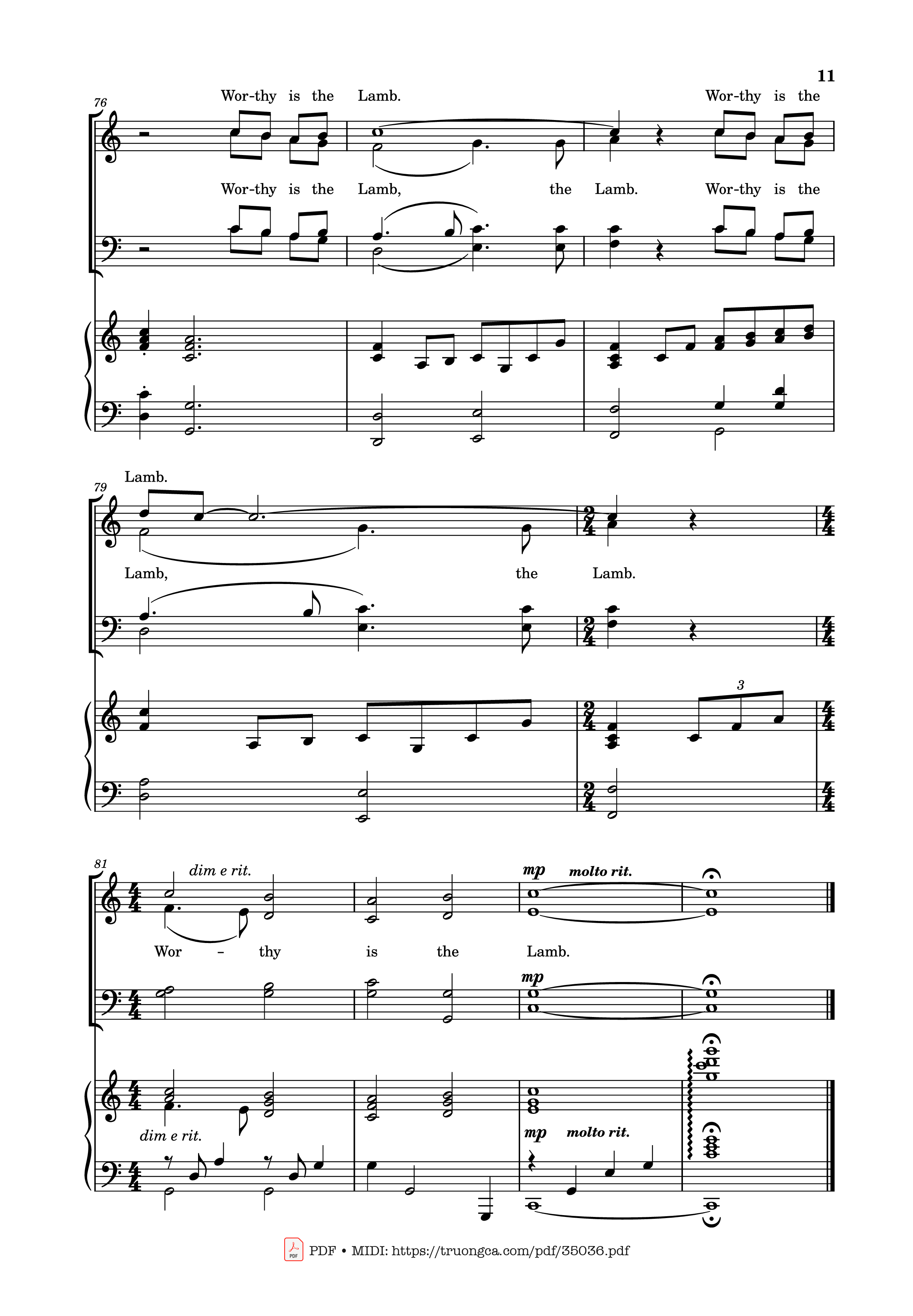Trang 11 của Sheet nhạc PDF Piano bài hát Worthy is the Lamb Piano - DARLENE ZSCHECH