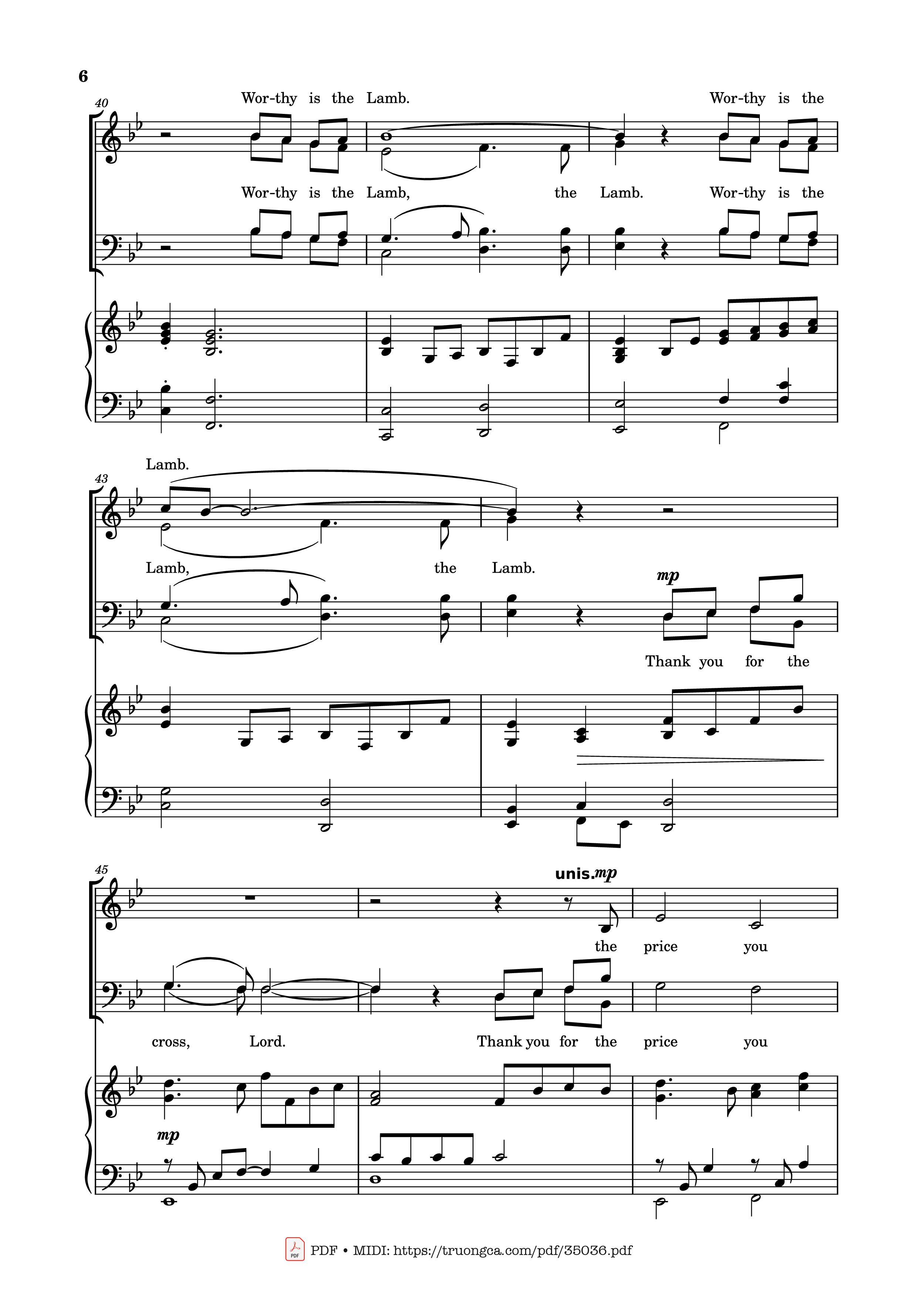 Trang 6 của Sheet nhạc PDF Piano bài hát Worthy is the Lamb Piano - DARLENE ZSCHECH