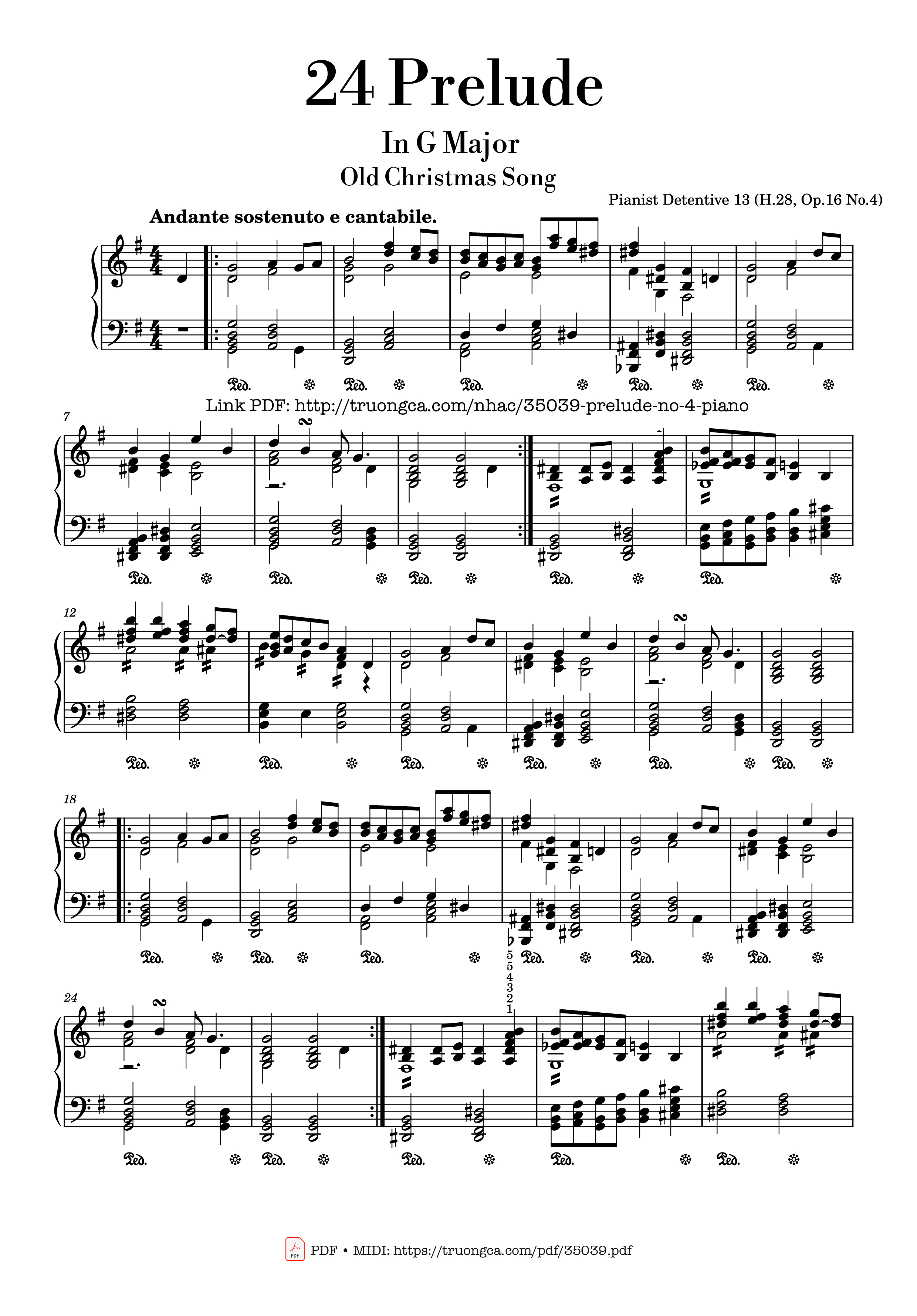 Sheet nhạc PDF bài 24 Prelude No.4 In G Major (Old Christmas Song)