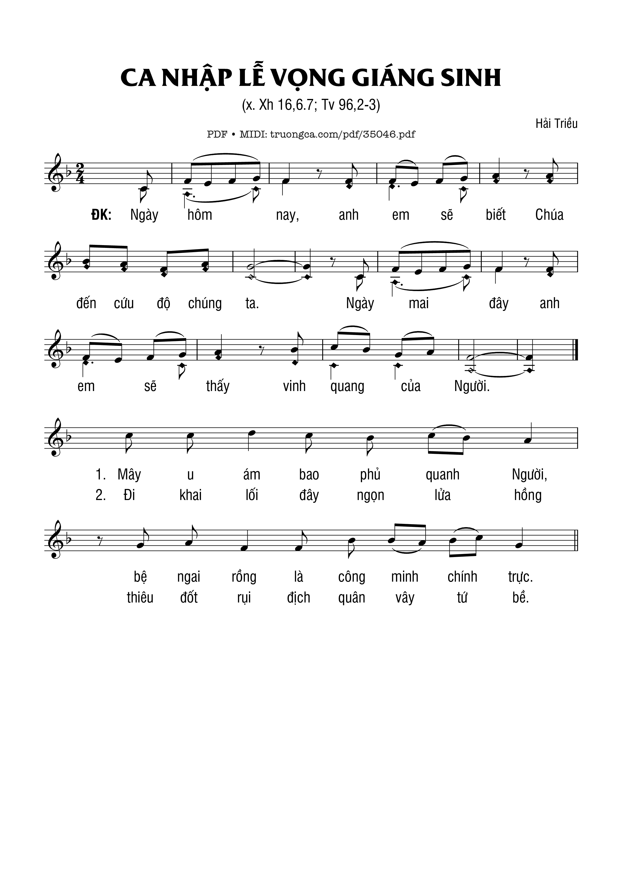 Trang 1 của Sheet nhạc PDF bài hát Ca Nhập Lễ Vọng Giáng Sinh - Hải Triều