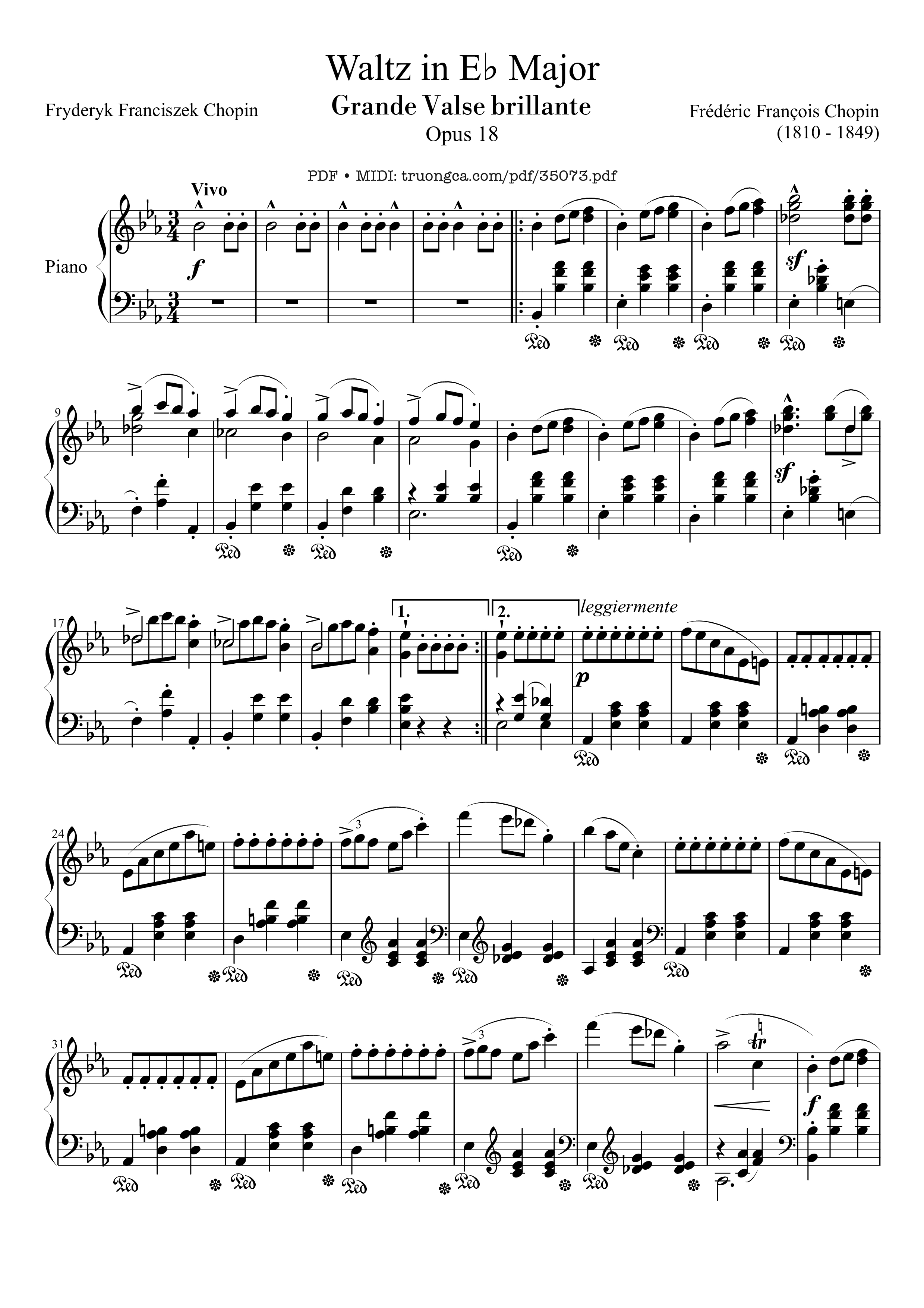 Sheet nhạc PDF bài Waltz in E♭ Major, Grande Valse brillante Piano
