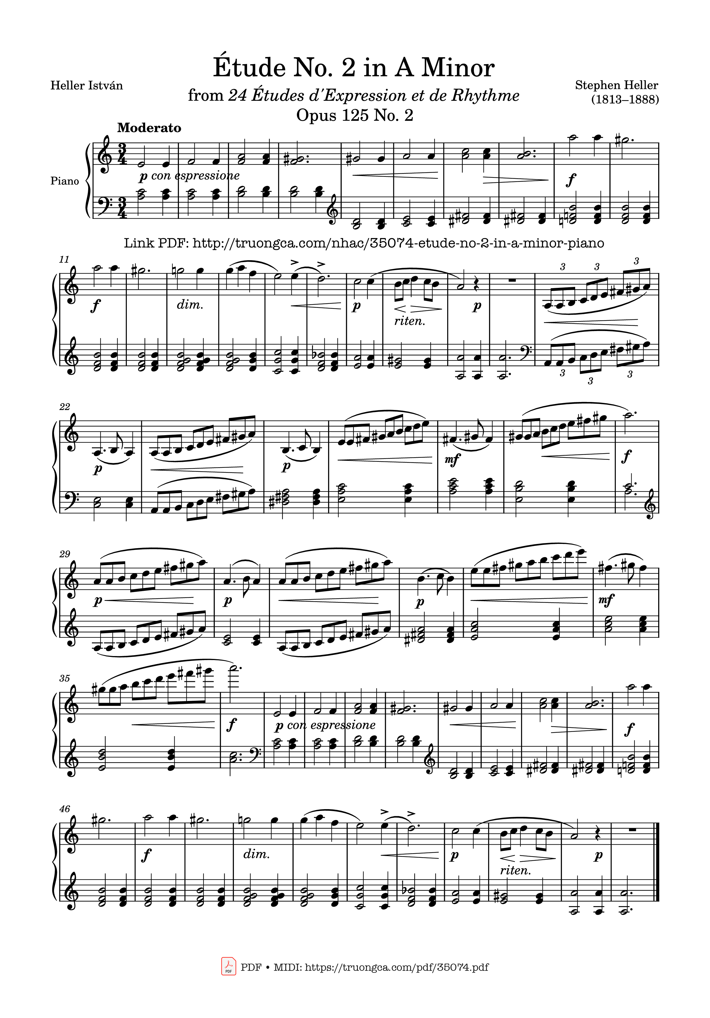 Sheet nhạc PDF bài Étude No. 2 in A Minor Piano
